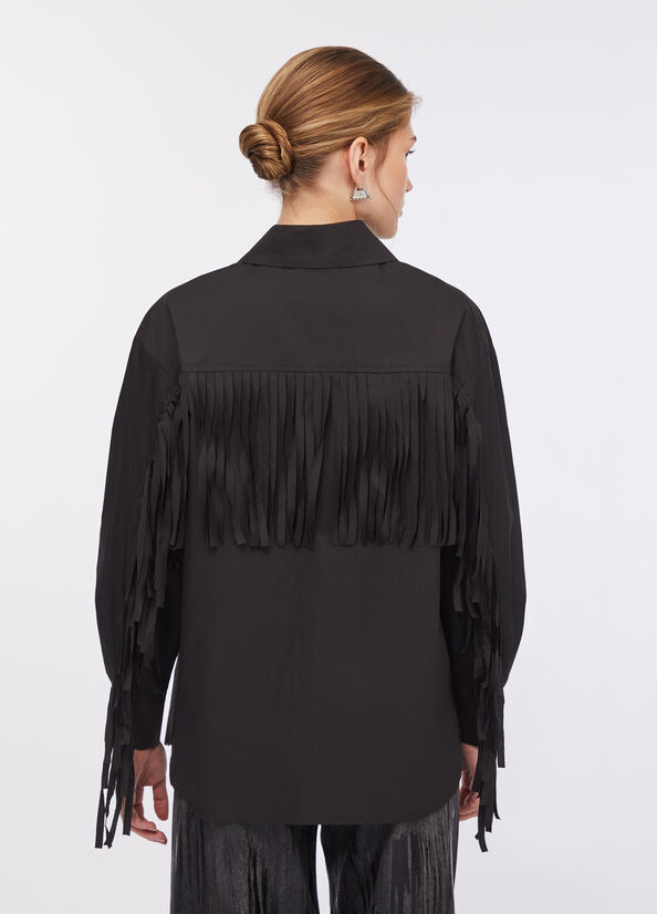 Camicia in popeline con frange