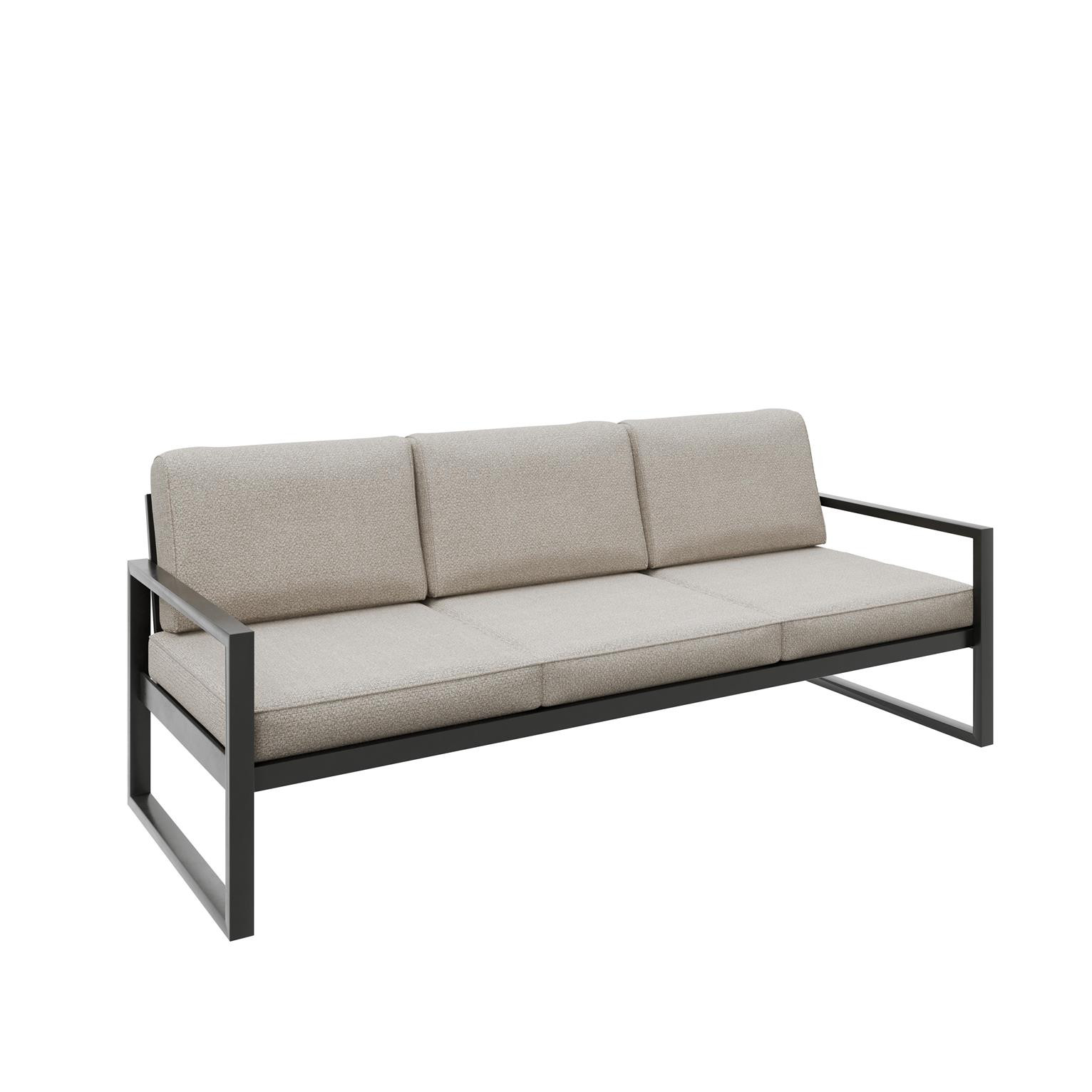 Sofa ogrodowa 3-osobowa ALICANTE kremowa z czarnym stelażem