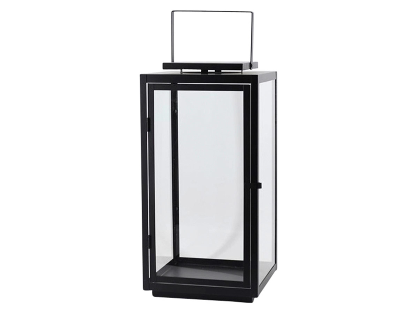Latarenka metalowa ze szkłem 44 cm czarna