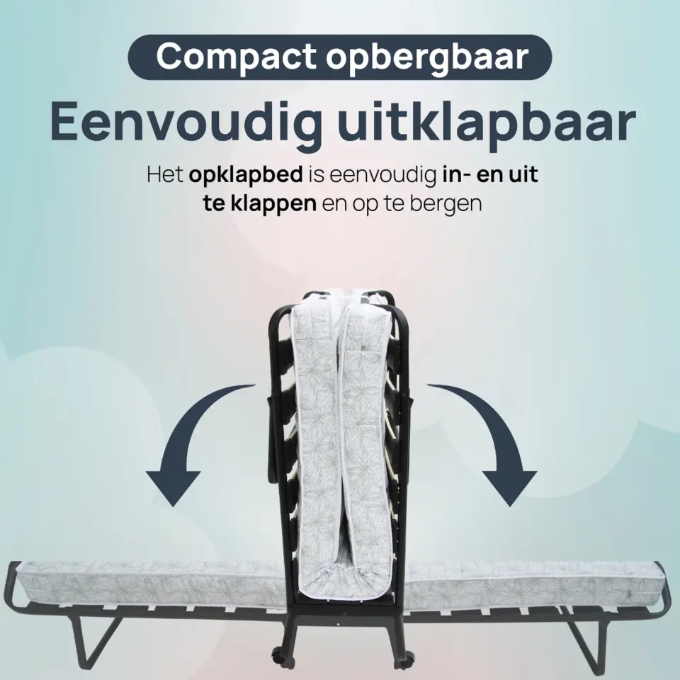 Troonz Vouwbed Morena - Opklapbed - 90 x 200 cm - Logeerbed - Incl Hoofdkussen