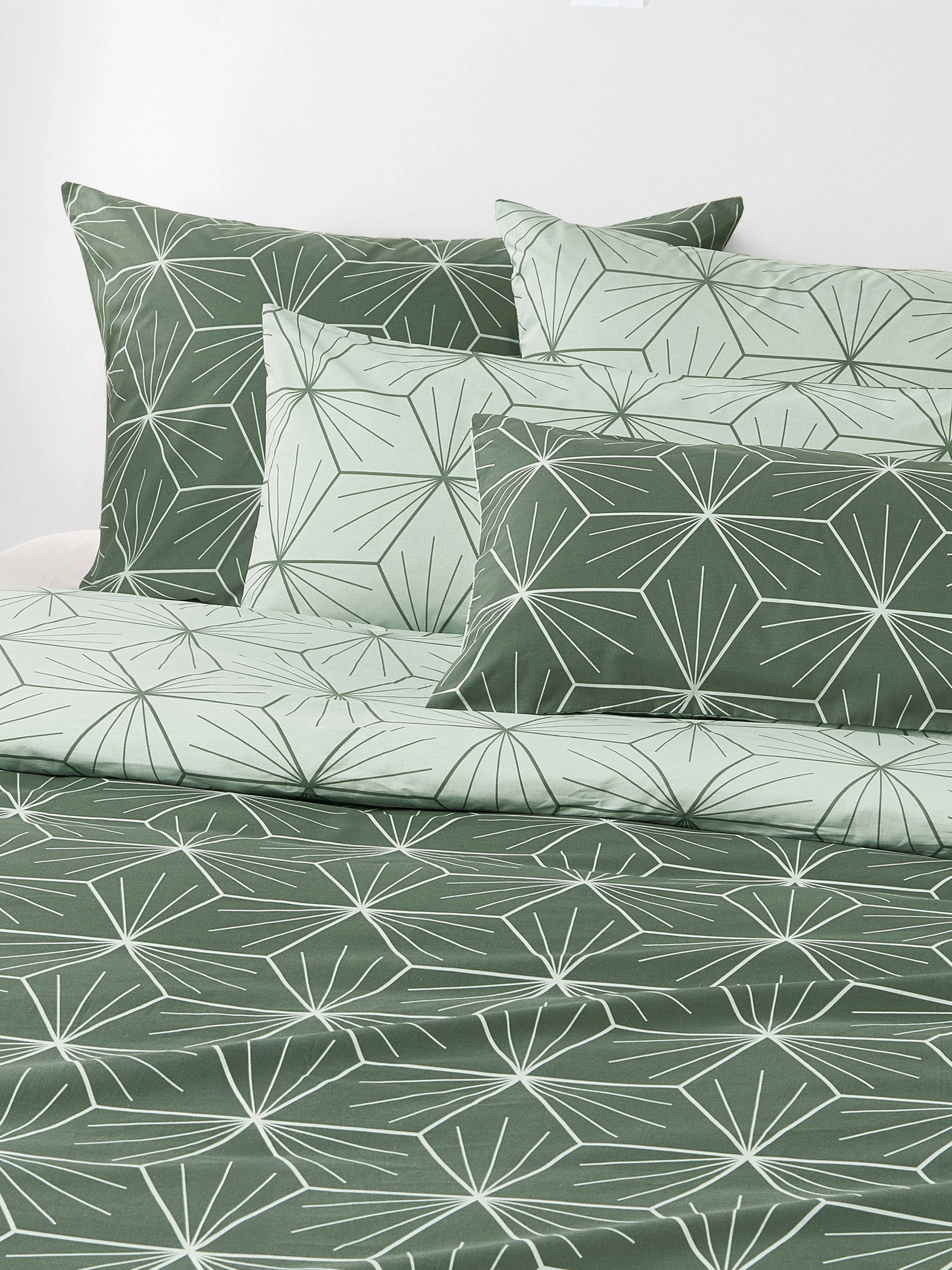 Baumwoll-Wendekopfkissenbezug Ilda mit geometrischem Print