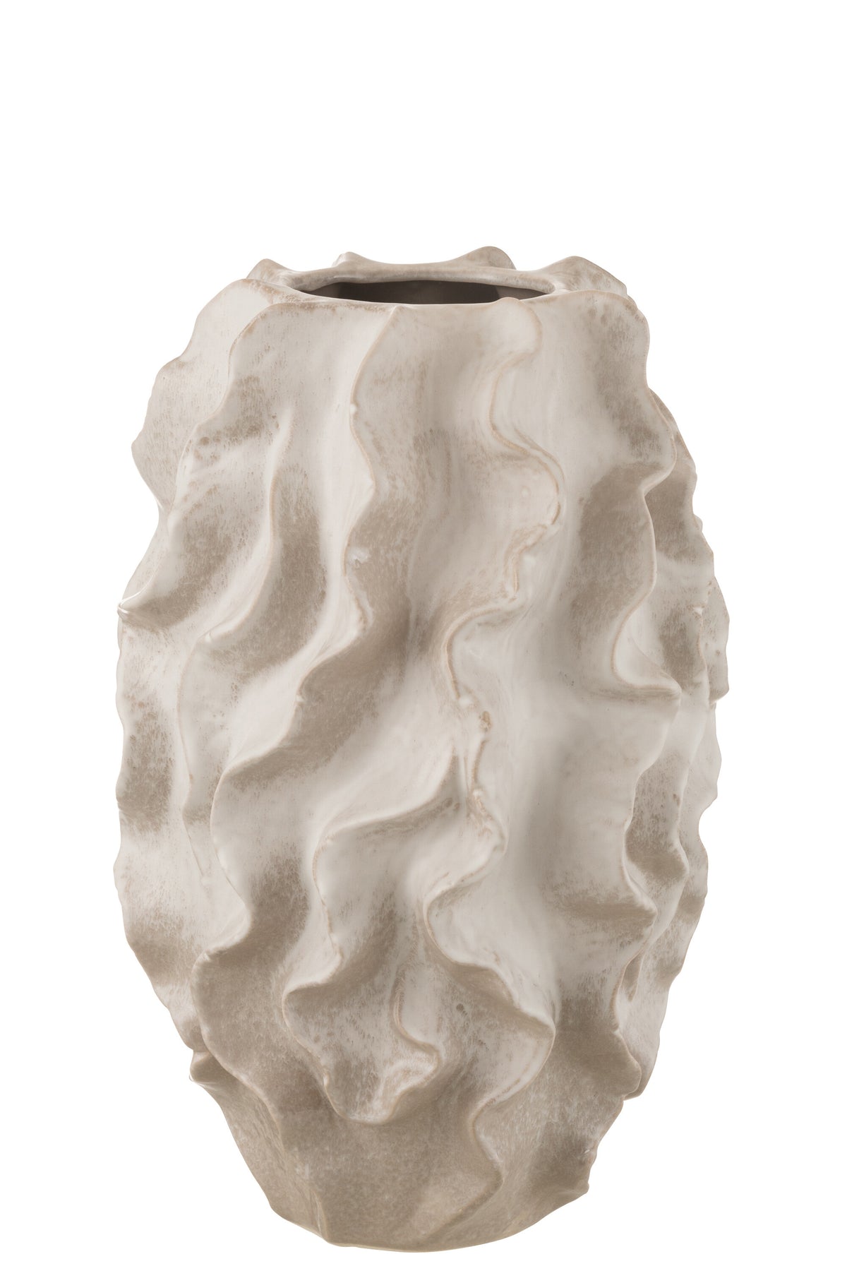 J-Line vaas Abstract Golven - klei - beige - large - 48 cm hoog