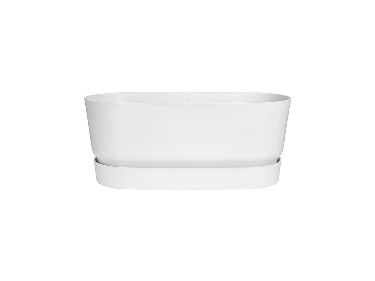 GREENVILLE - Jardinière avec roulettes 60x26x25 cm en polypropylène blanc