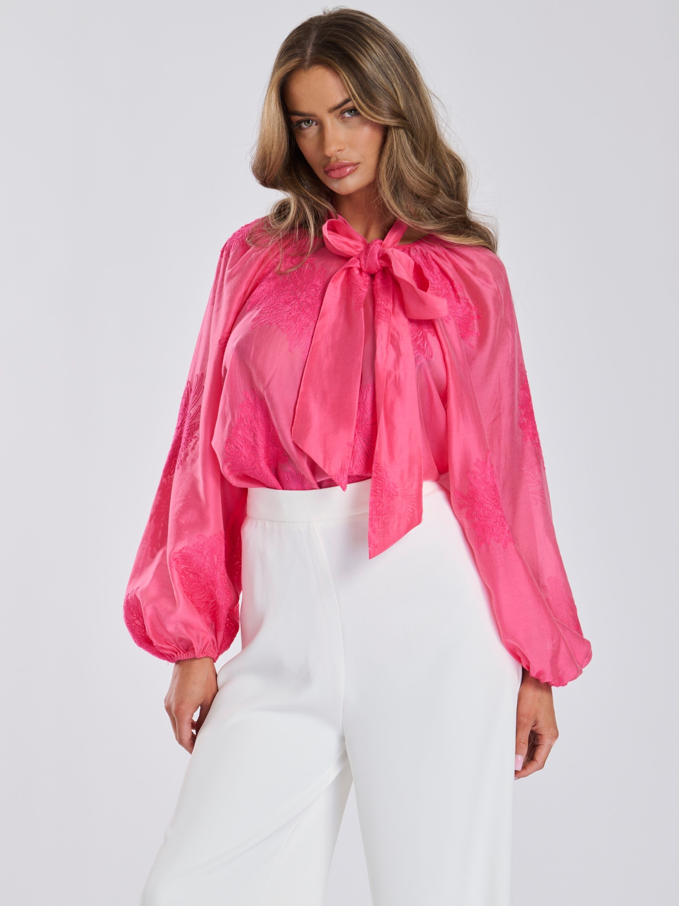 Finding Friday Embroidered Balloon Sleeve Blouse