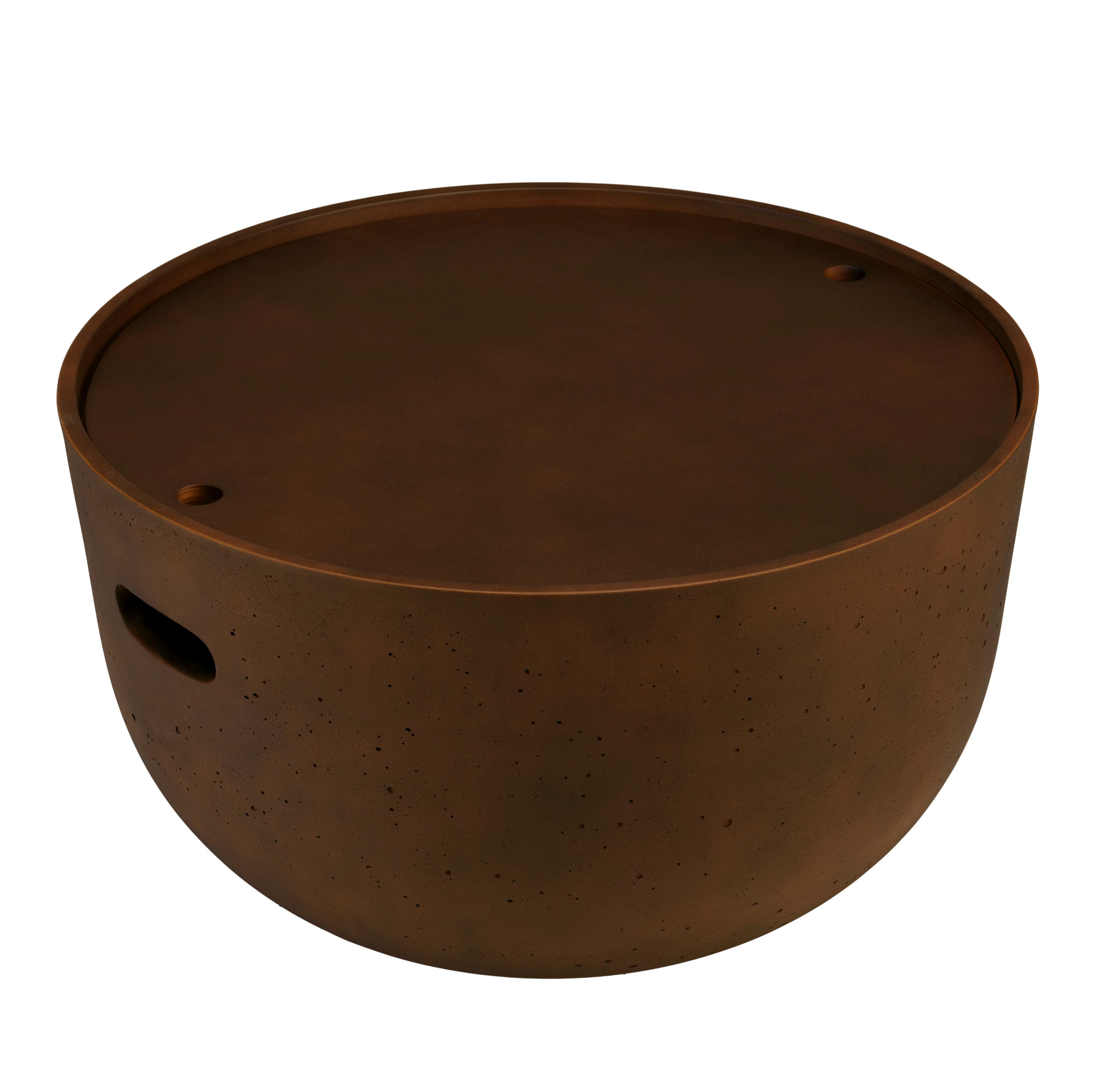 Table basse ronde en béton marron D58cm CALVI