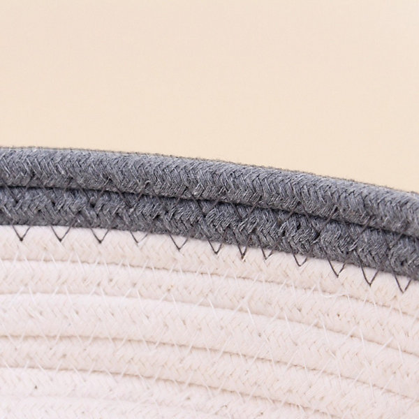 Panier en corde blanc détail gris 20x5cm