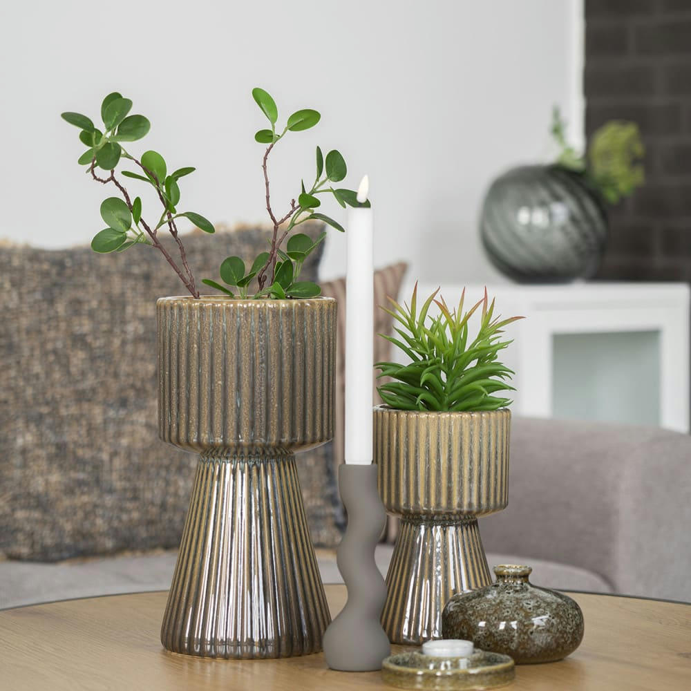 MERIDA - Cache-pot en céramique D12cm marron