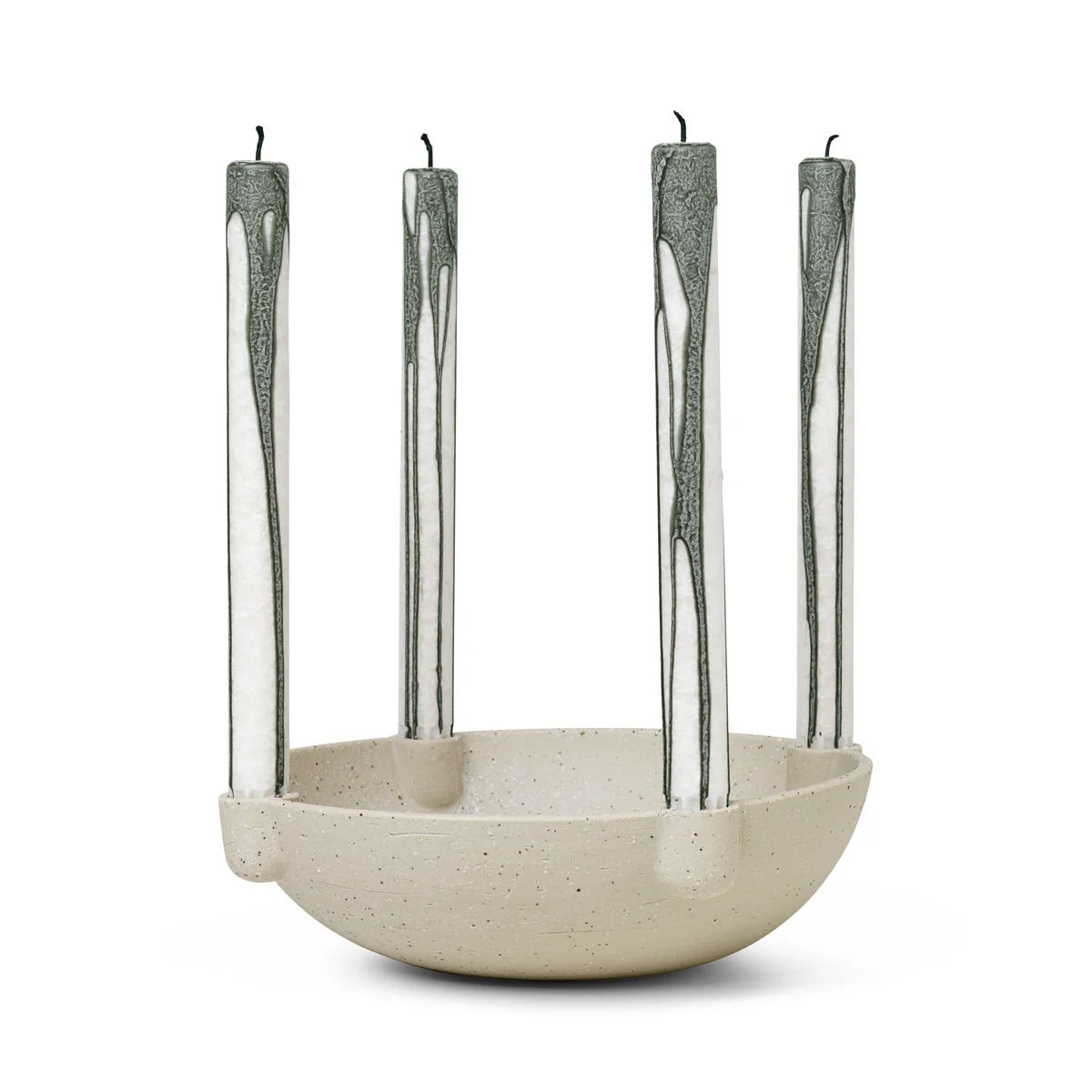 Ferm Living - Bowl Keramik Kerzenständer, Ø 27 x H 6,8 cm, hellgrau