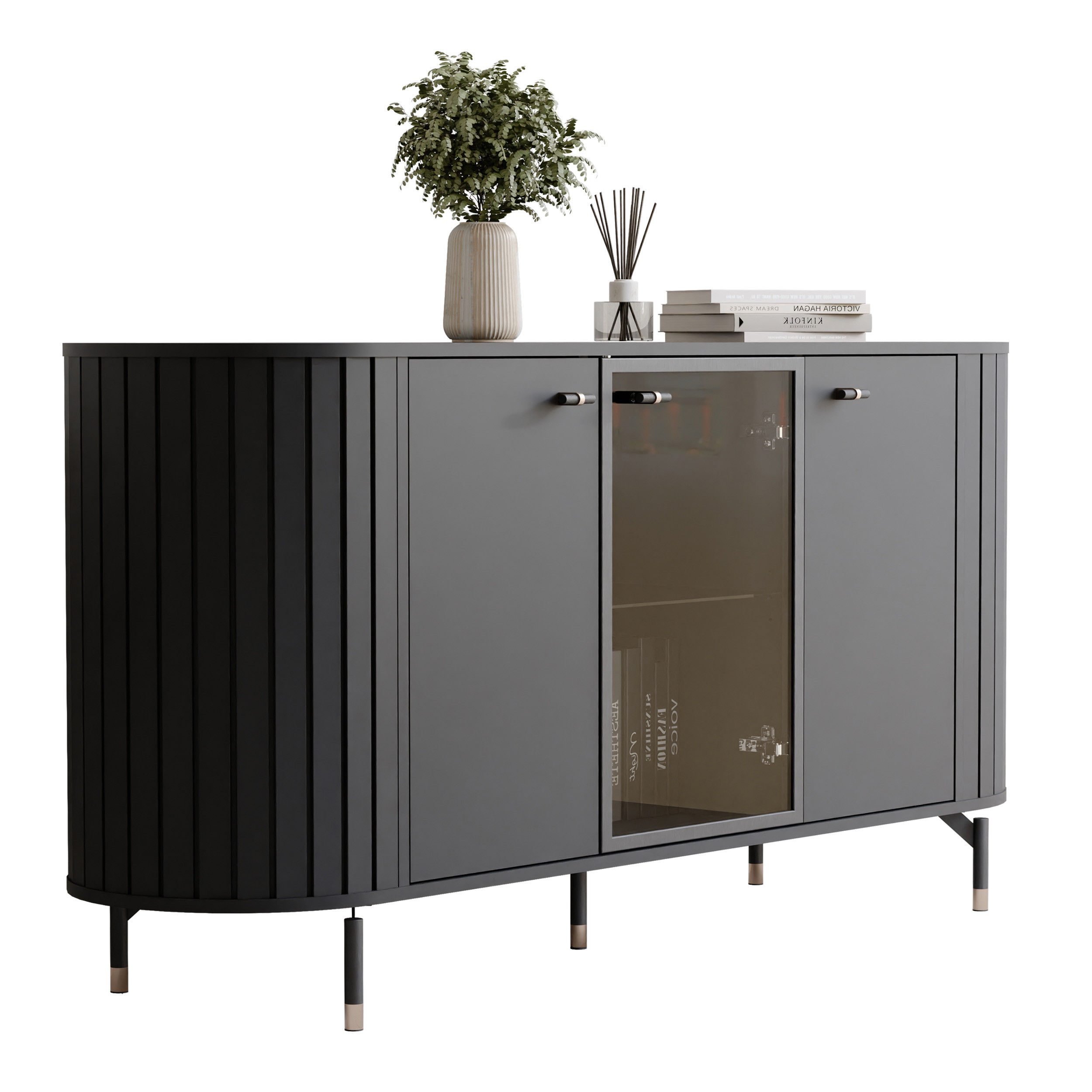 Trzydrzwiowa komoda SENTO II 150 cm - czarny