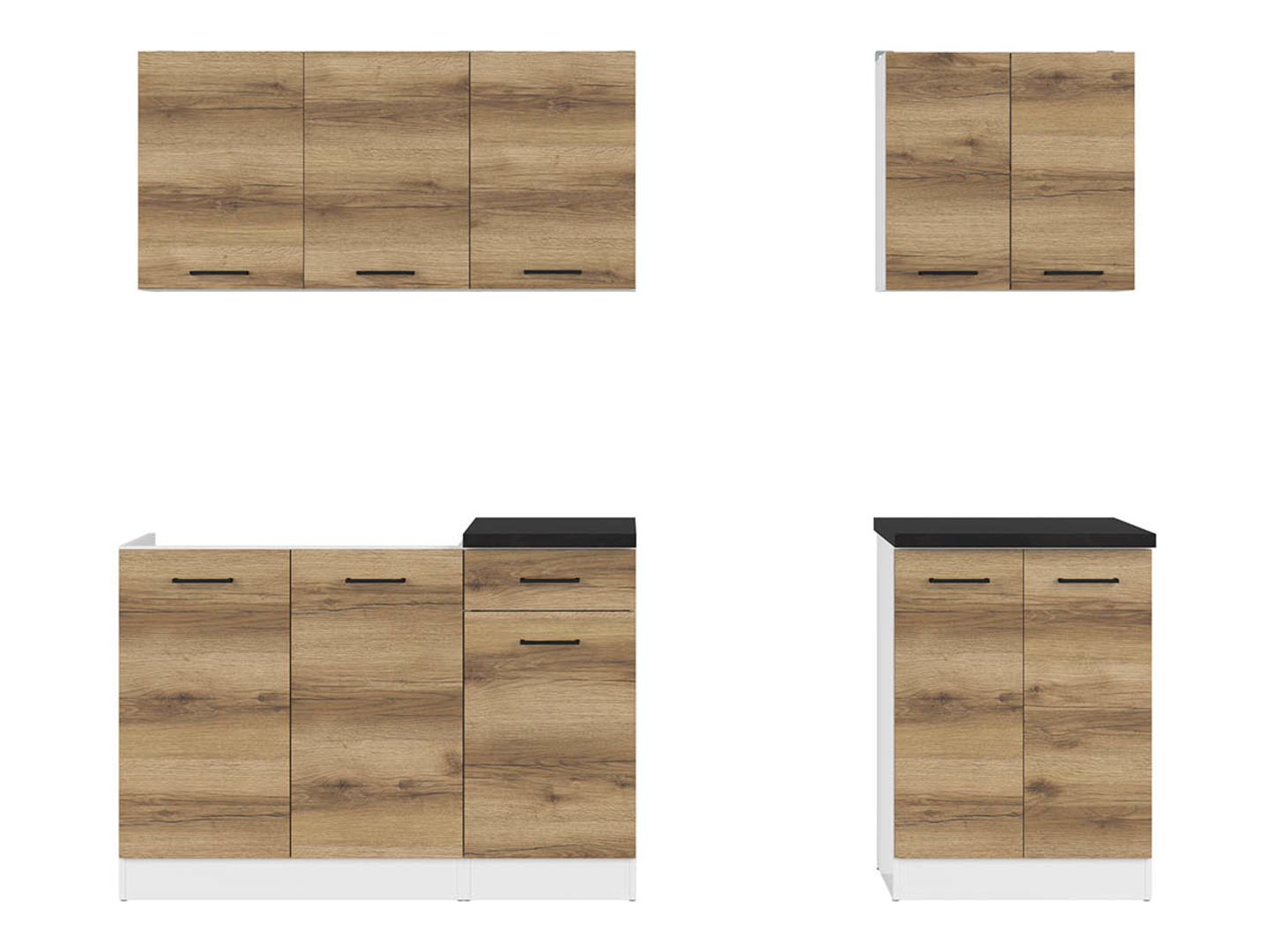 Komplet kuchenny Junona Line A 180 cm dąb delano jasny z blatem