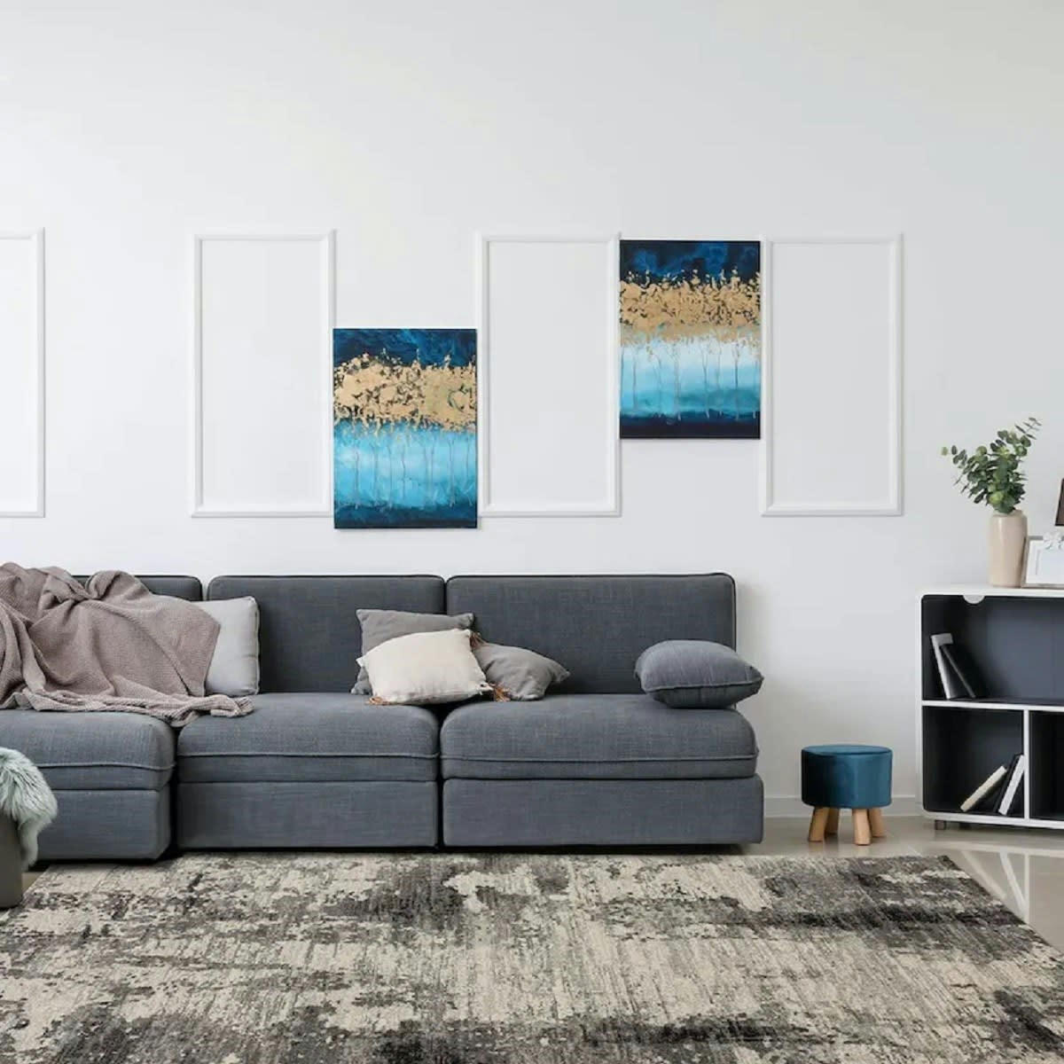 REGGIE - Tapis de salon en polypropylène gris 120x170 cm