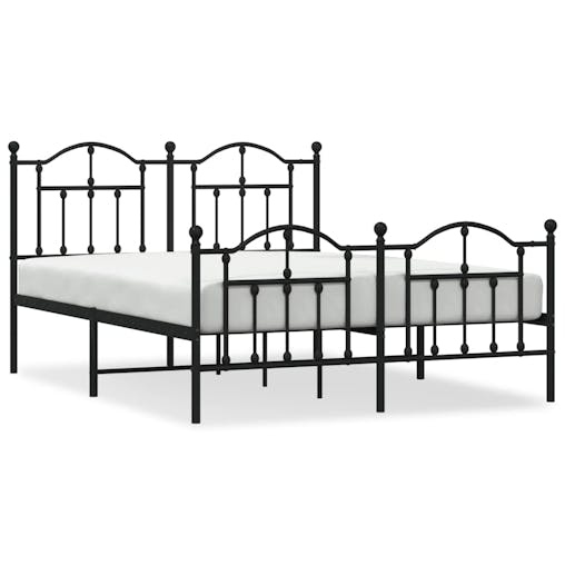 NNEVL Metal Bed Frame with Headboard and Footboard Black 153x203 cm Queen