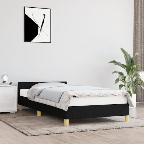 NNEVL Bed Frame Black 106x203 cm King Single Size Fabric