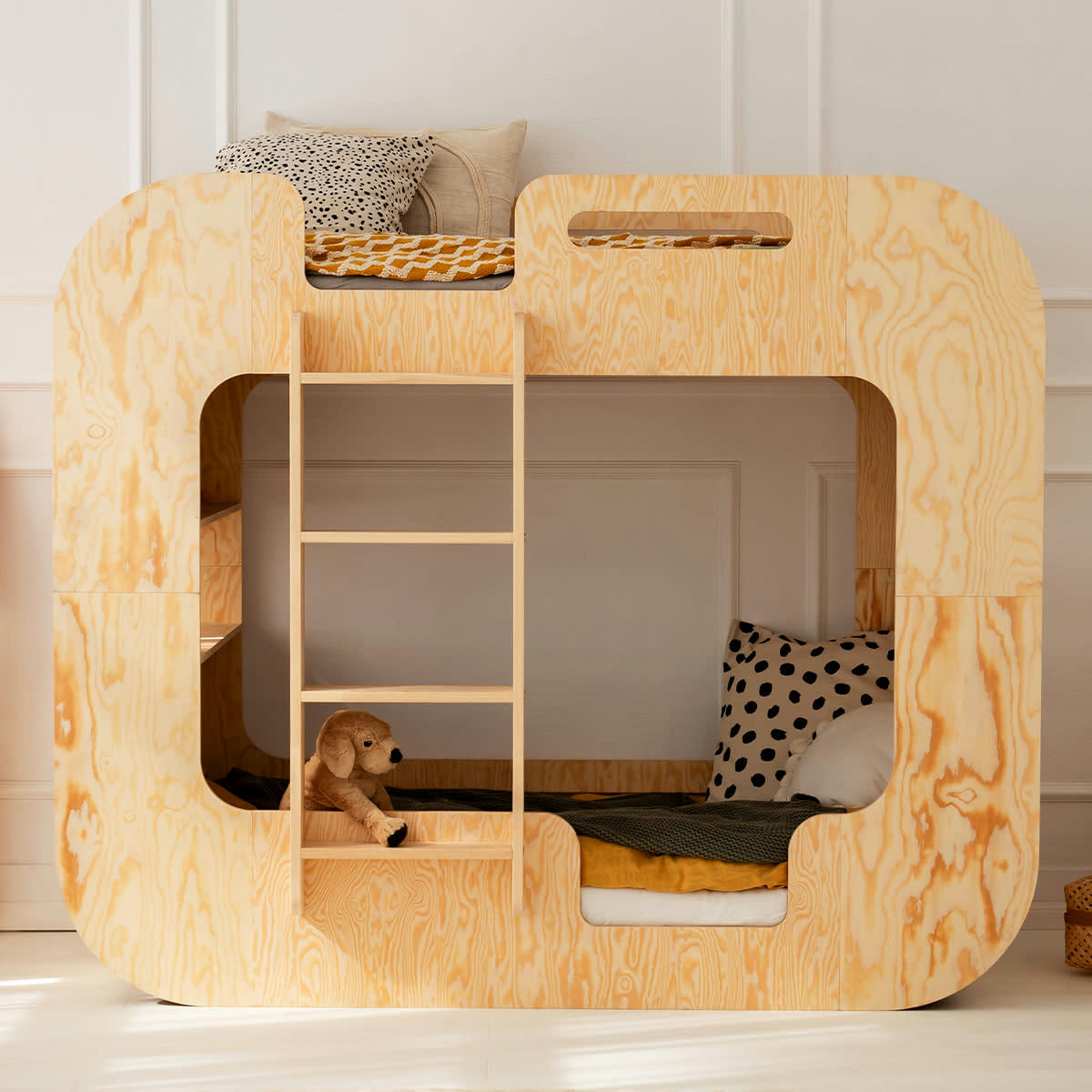 NADÈGE - Lit superposé 90x200 échelle à gauche sommier inclus naturel