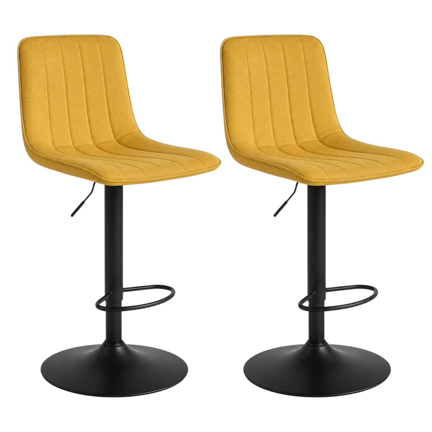 Tabouret de bar réglable jaune coutures verticales (x2) LORA