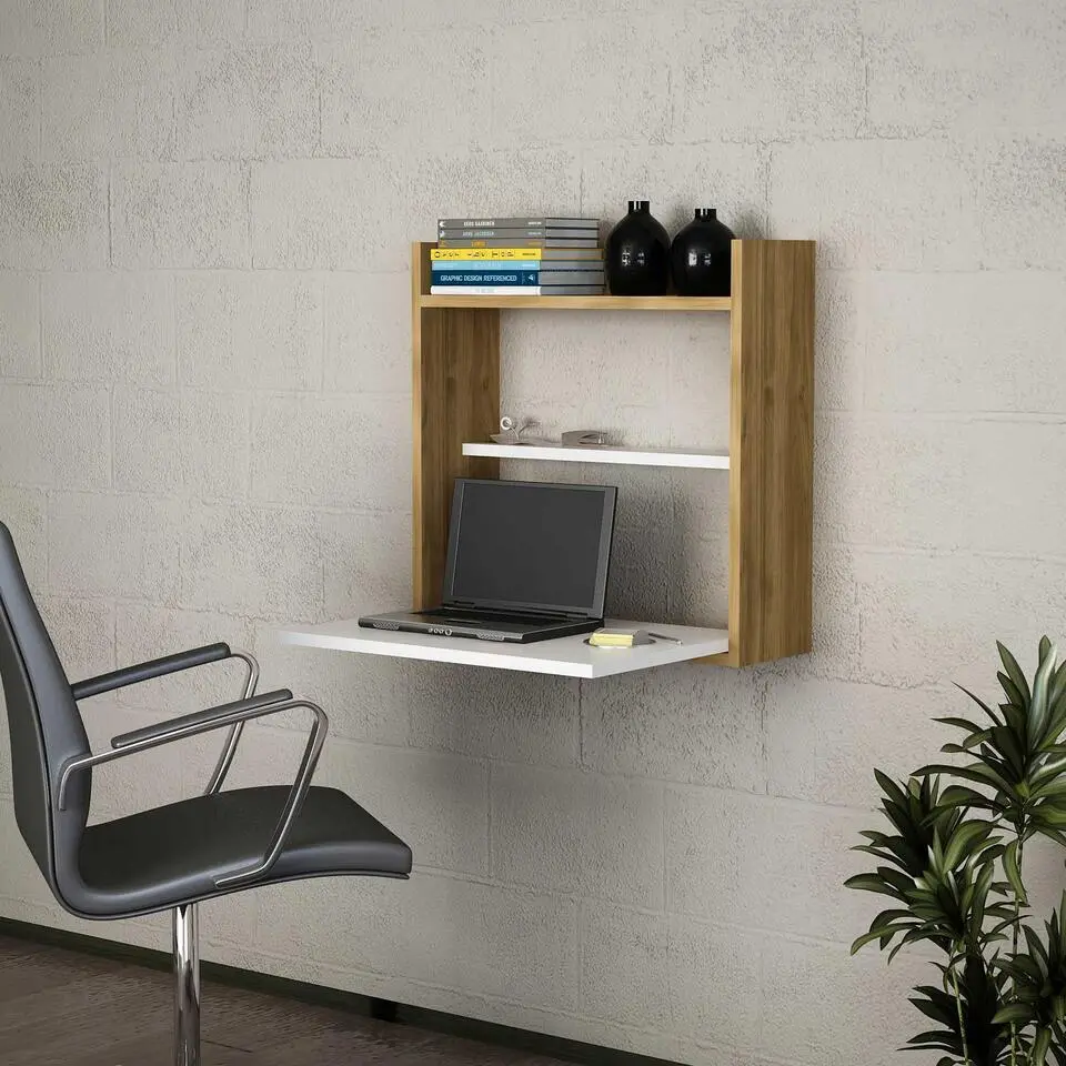 Laptop Bureau - 100% MELAMINE - Wit, Walnoot