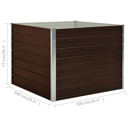 NNEVL Raised Garden Bed Brown 100x100x77 cm Galvanised Steel