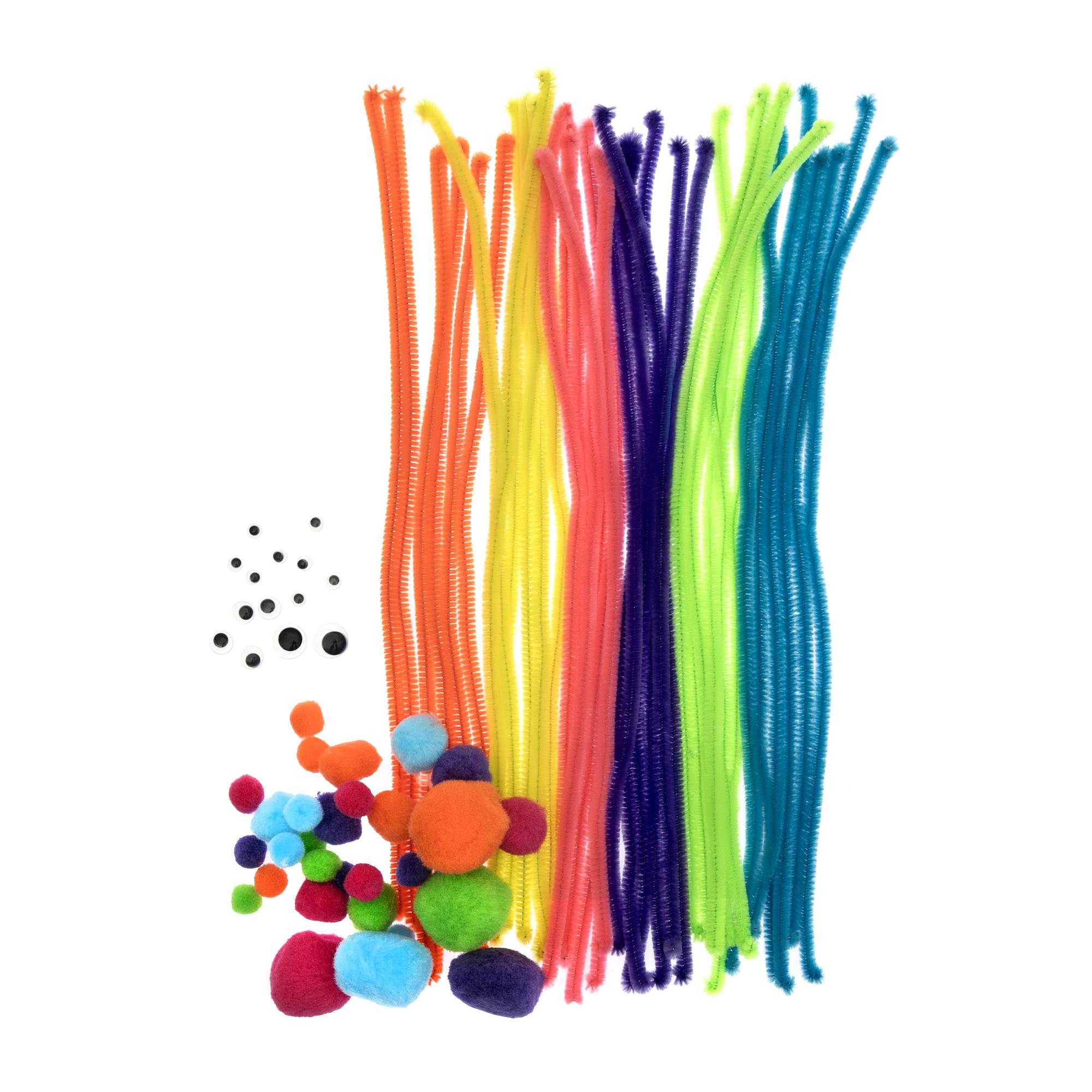 Bright Pipe Cleaners and Pom Poms Craft Pack 80 Pieces