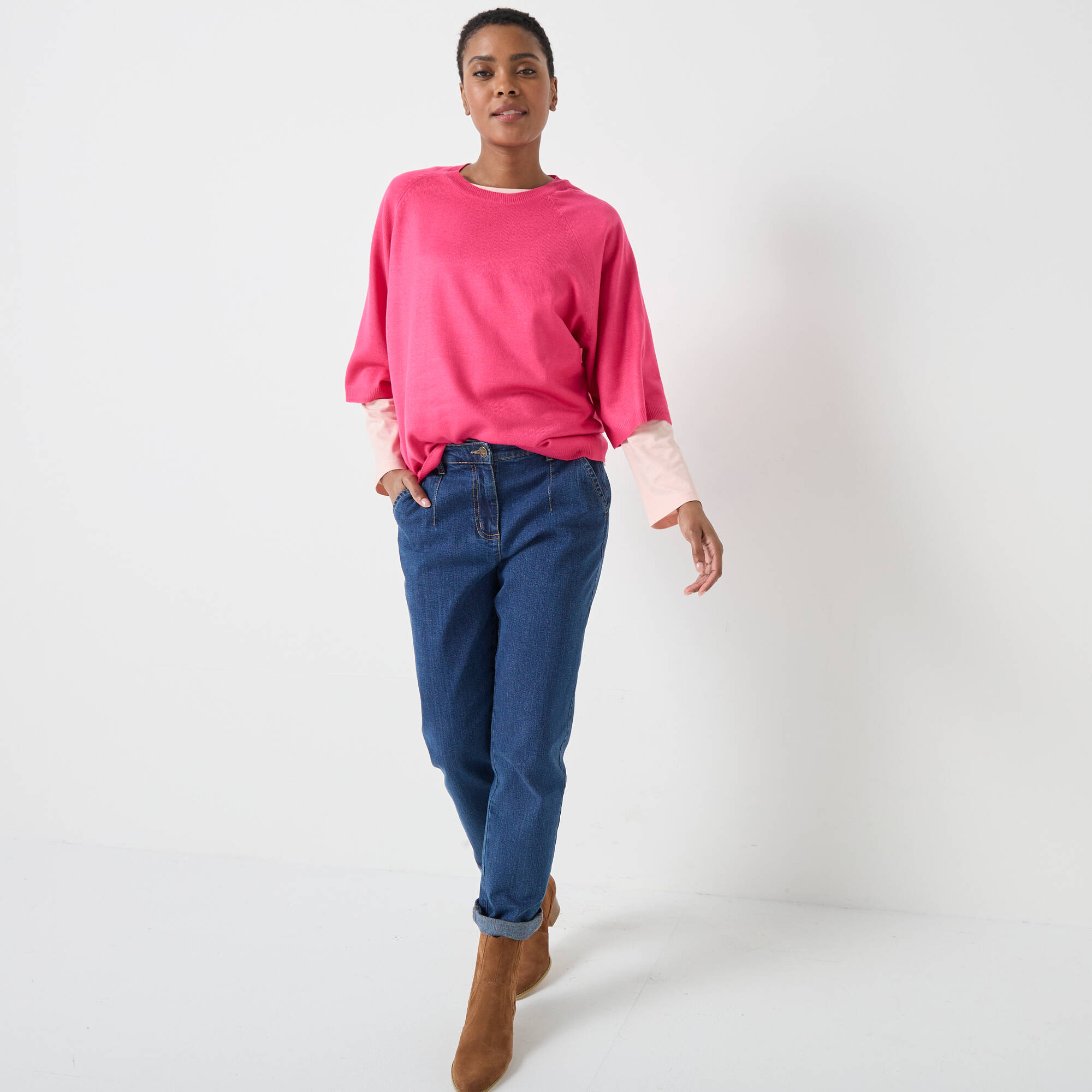 Pull loose manches coudes, toucher doux