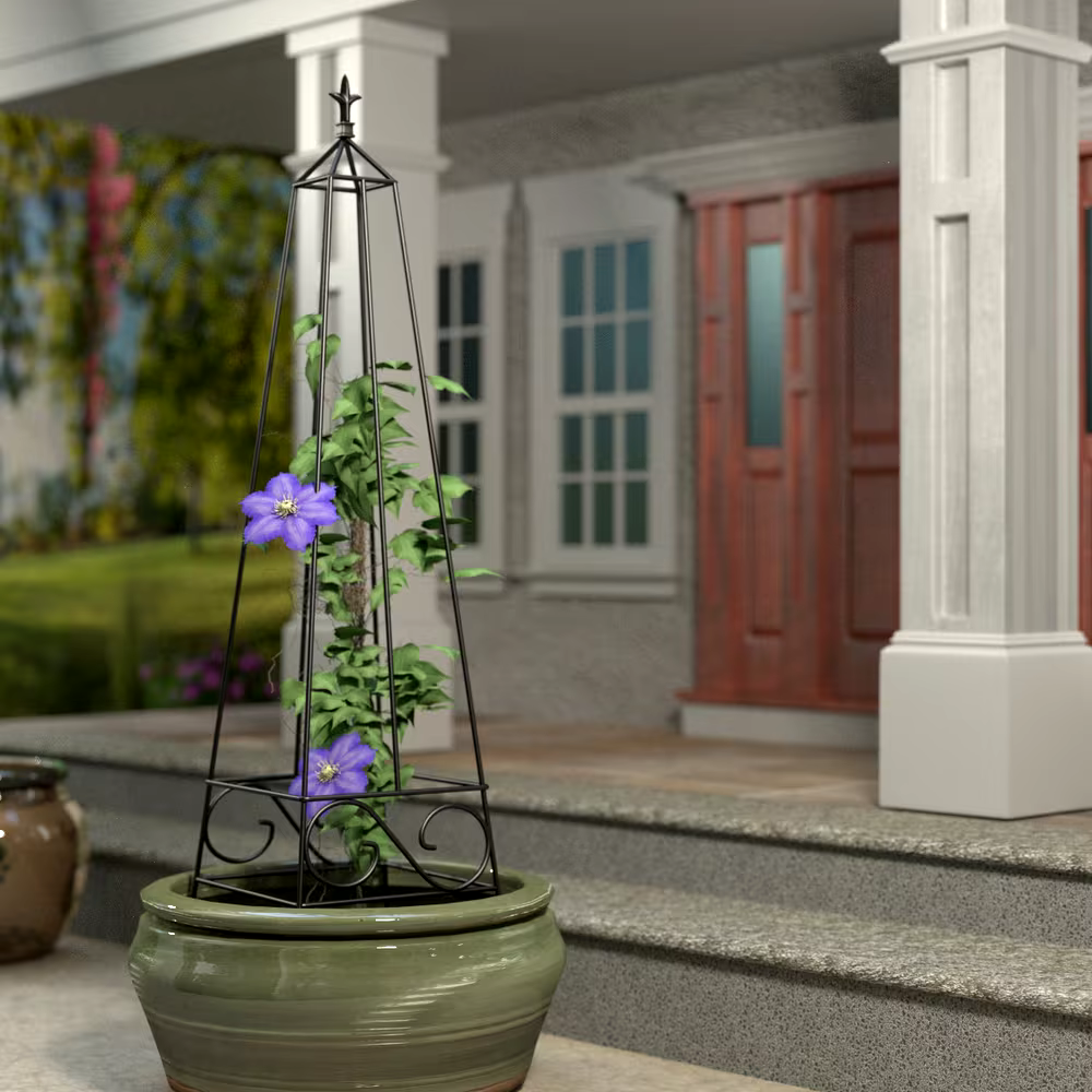 Panacea Pyramid Freestanding Steel Plant Obelisk, Black, 60-in