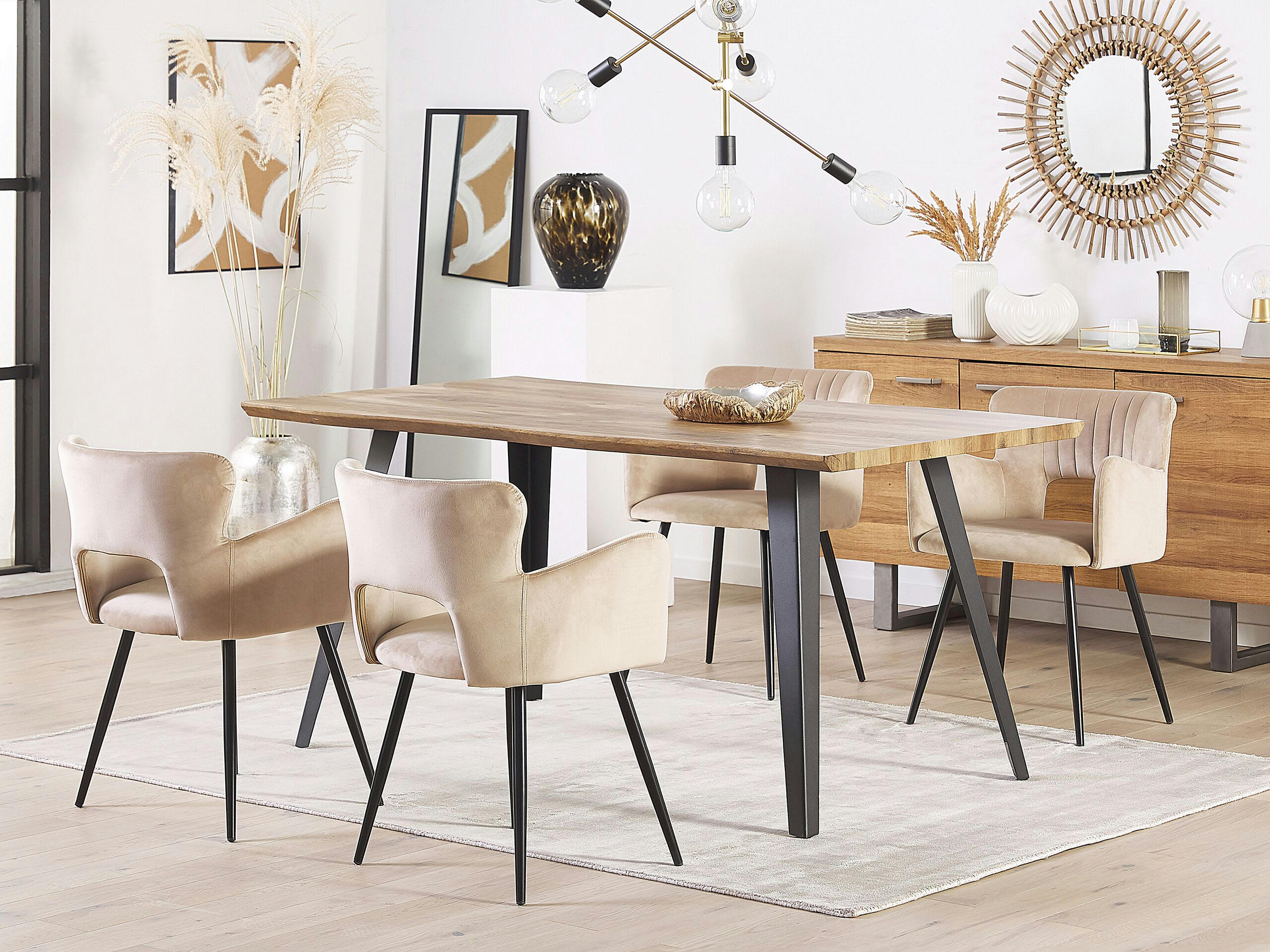 SANILAC - Lot de 2 chaises de salle à manger en velours taupe