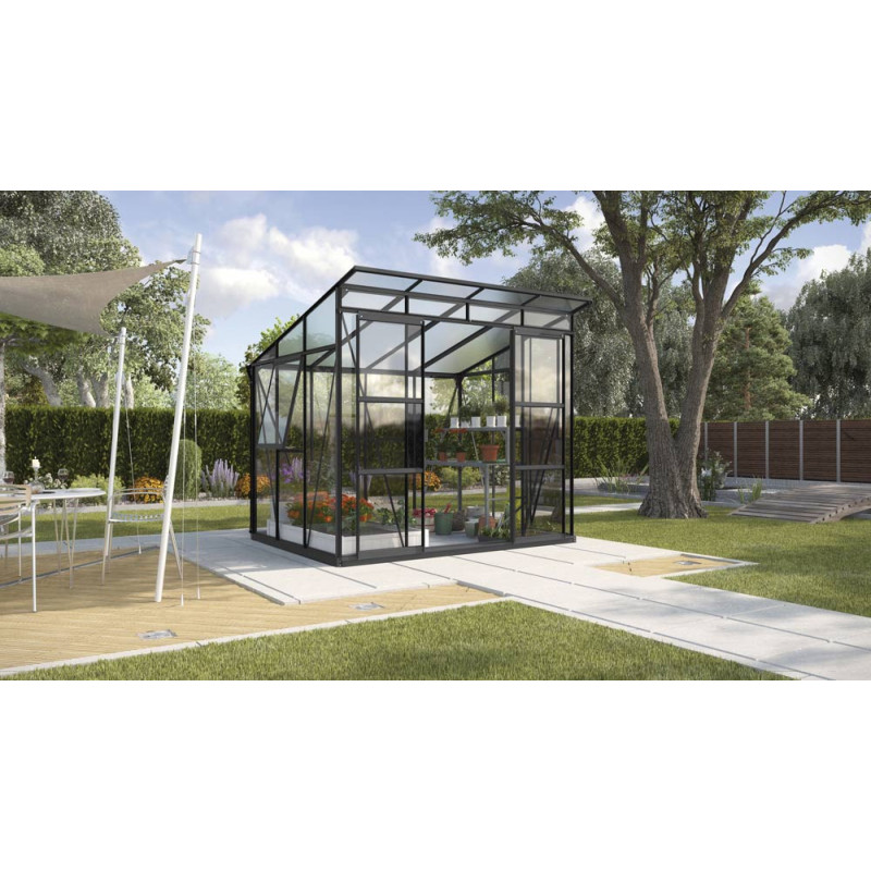 Serre en verre Freya noire 5,9 m² VITAVIA