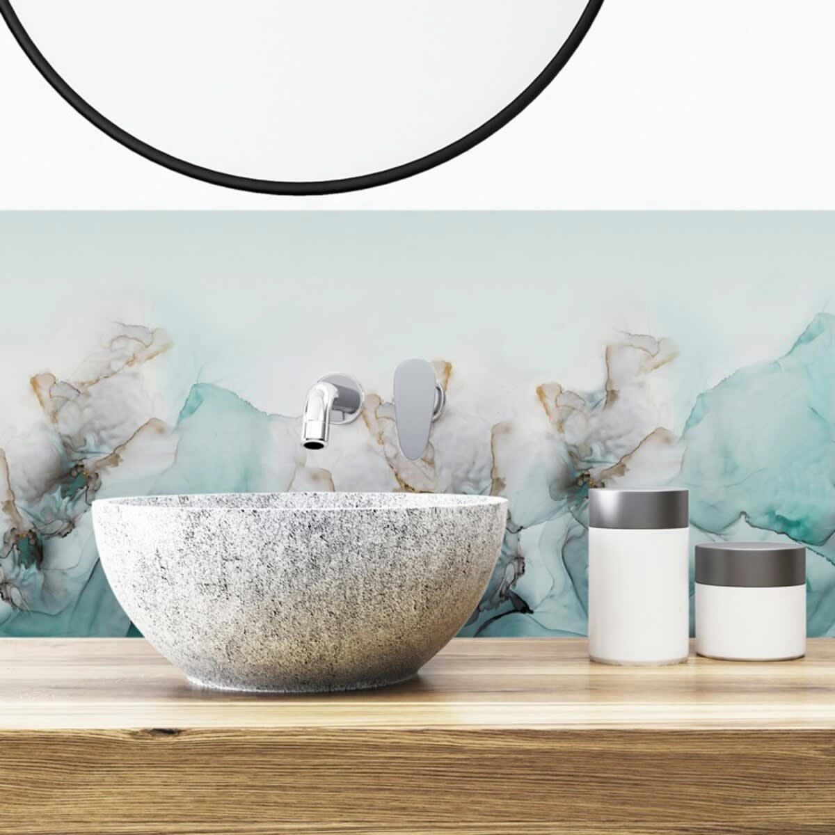 FLUID ART - Bandeau PVC lot de 2 : L 70cmxH 30cm Vert Abstrait