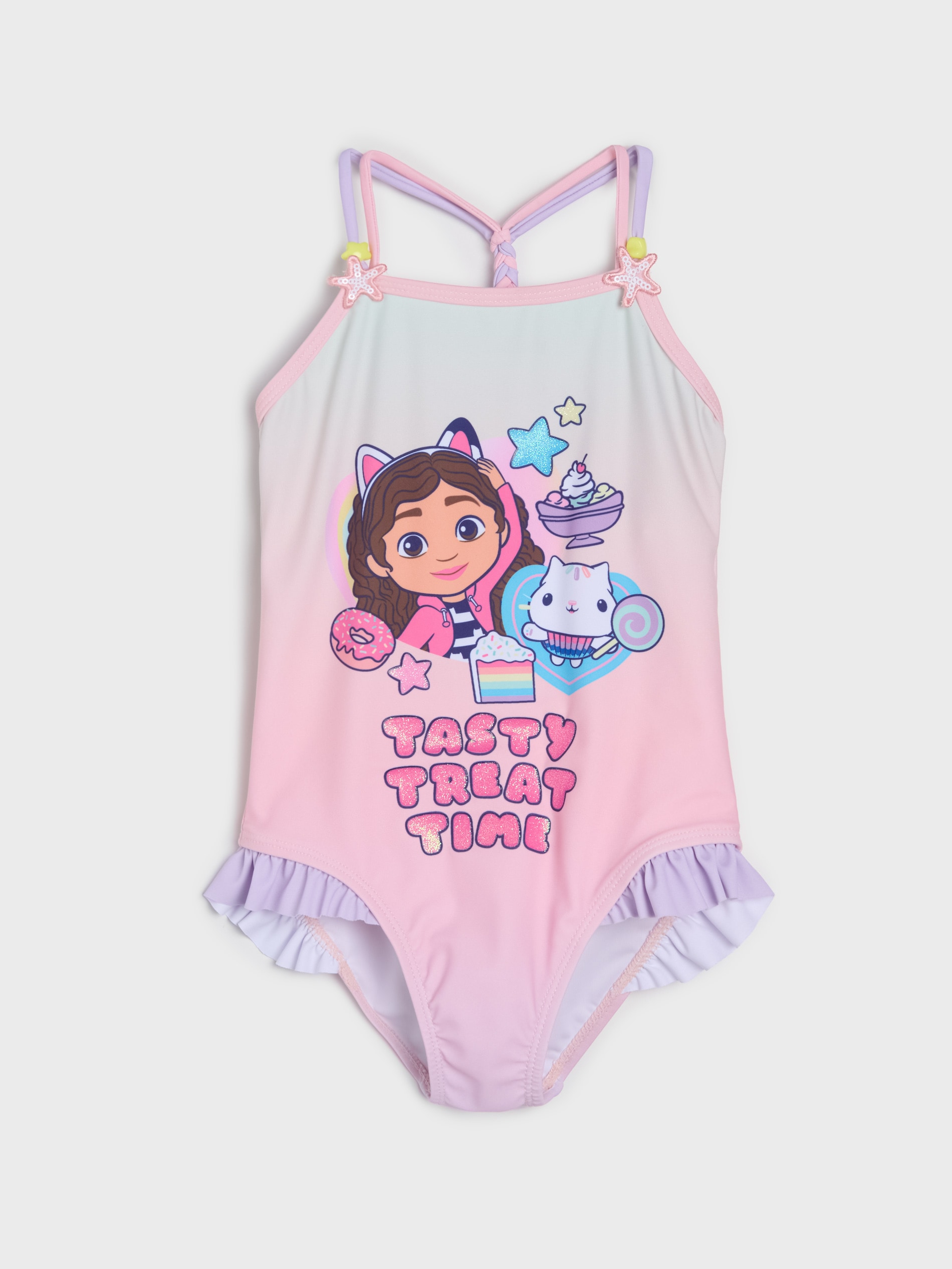 Strój kąpielowy z falbankami i nadrukiem Gabby's Dollhouse