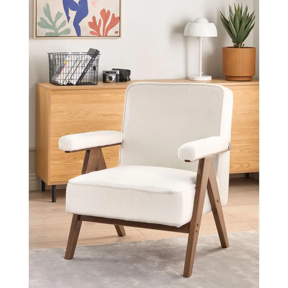 EVJE - Fauteuil - Wit - Boucl&eacute;