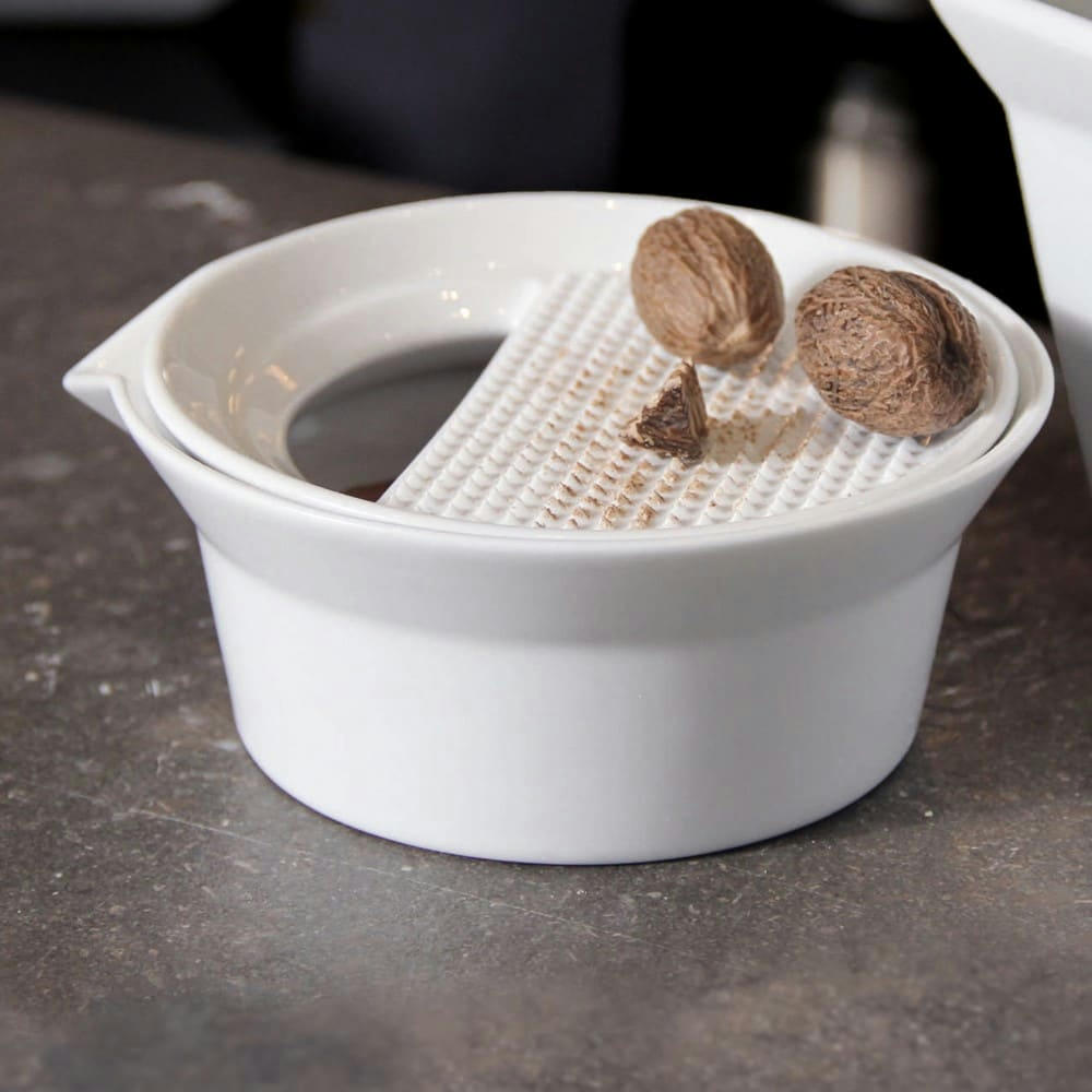 PORCELAINE - Râpe manuelle à condiment porcelaine blanc