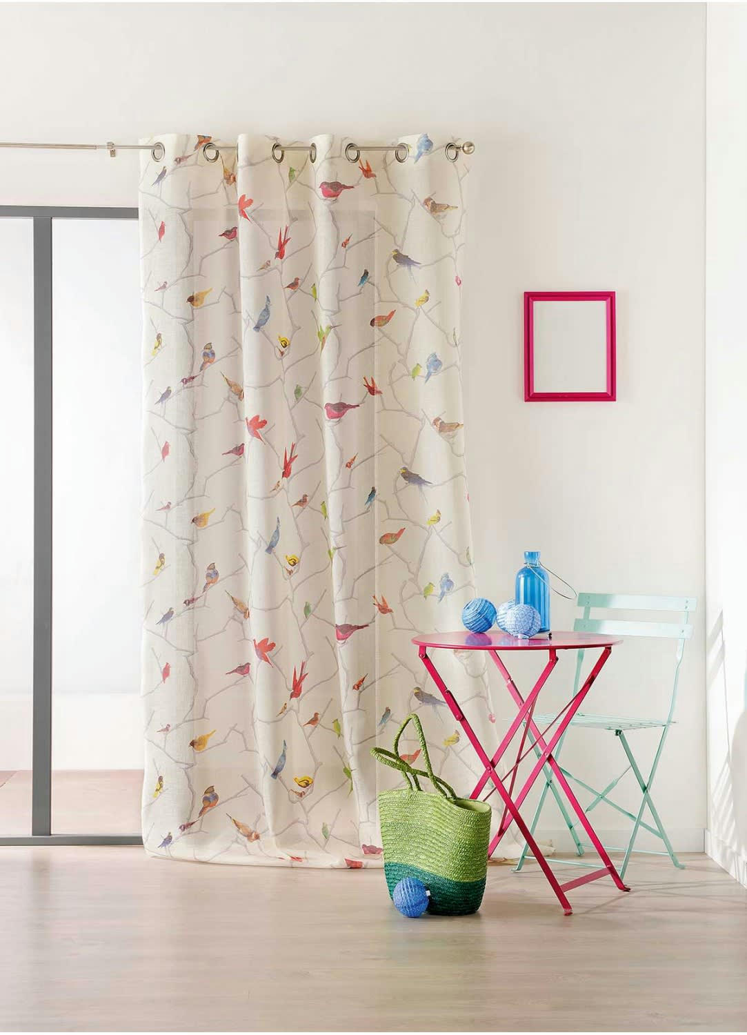 - Voilage imprimé ecru 150x260cm