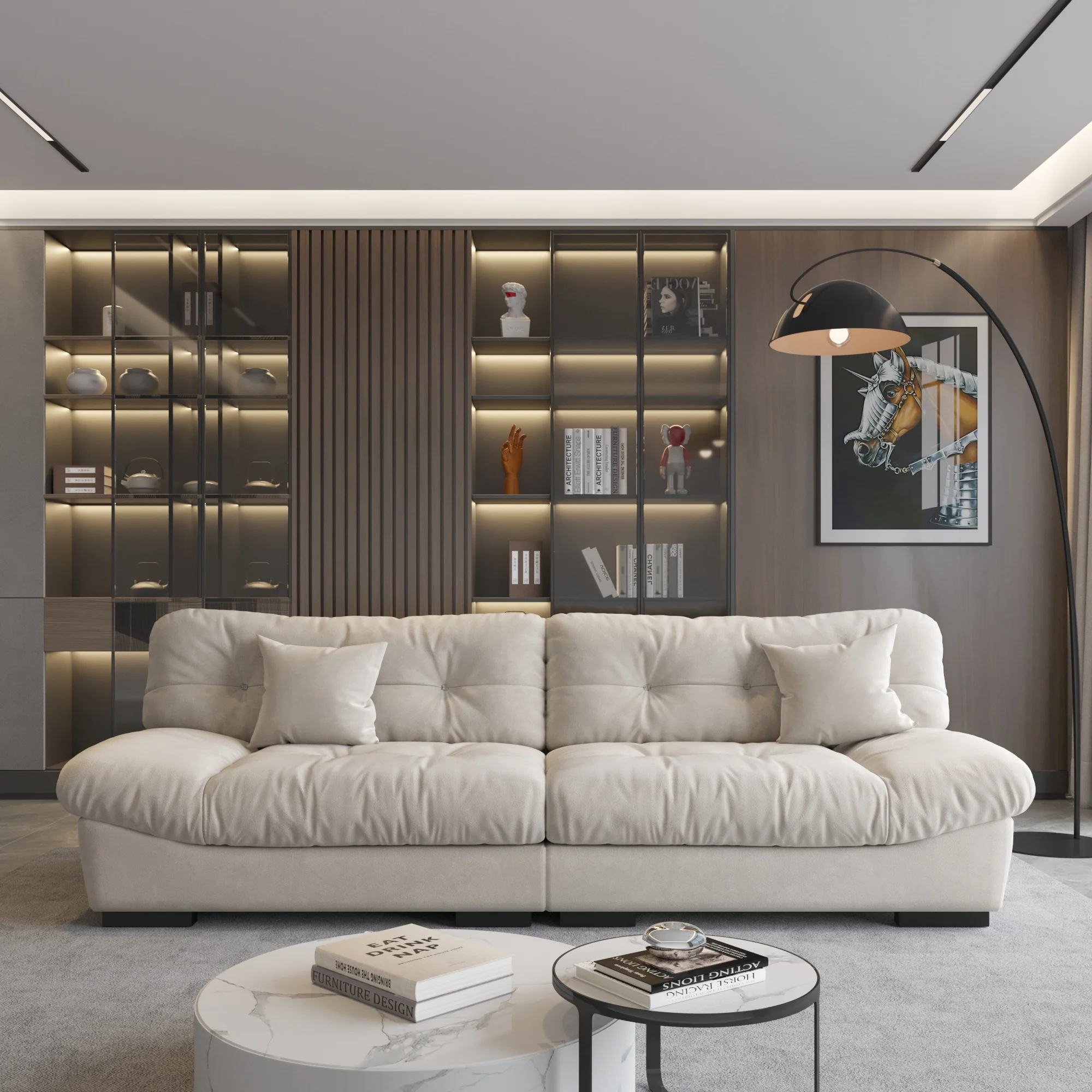 105'' Minimalism Cloud Sofa Loveseat with Two Pillow