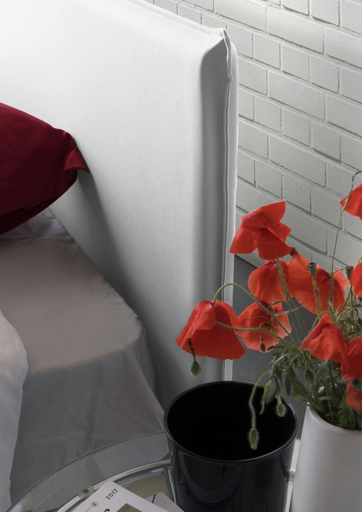 DALLEGR - Lit coffre 140x200 cm en tissu blanc