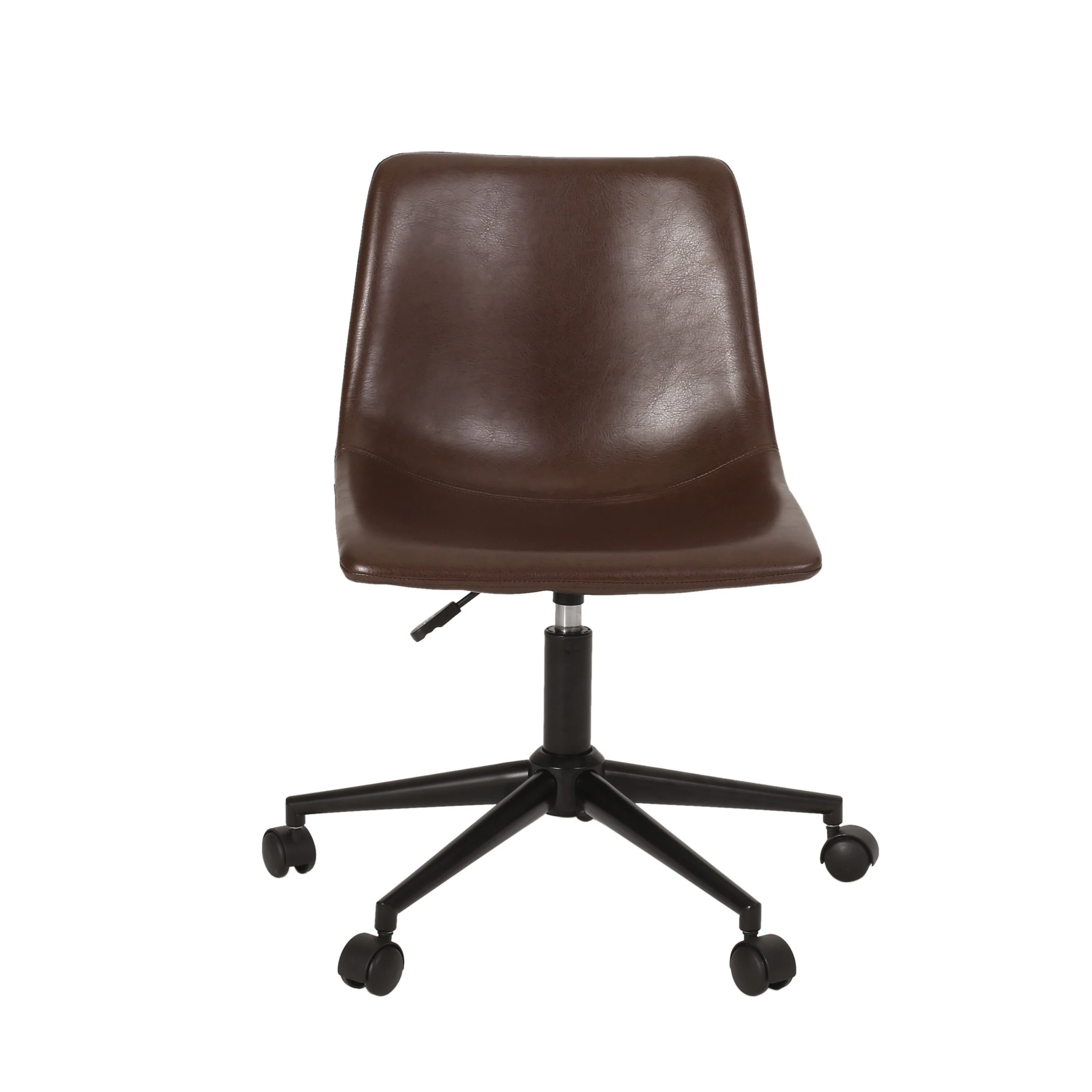 Swivel Rolling Office Chair, Gas Lift, Dark Brown Faux Leather