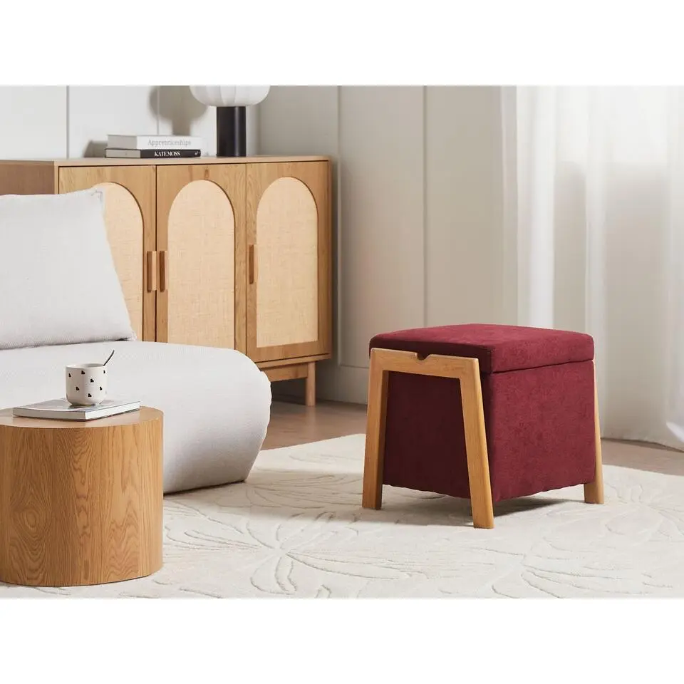 EDLAND - Poef met opbergruimte - Bordeauxrood - Stof