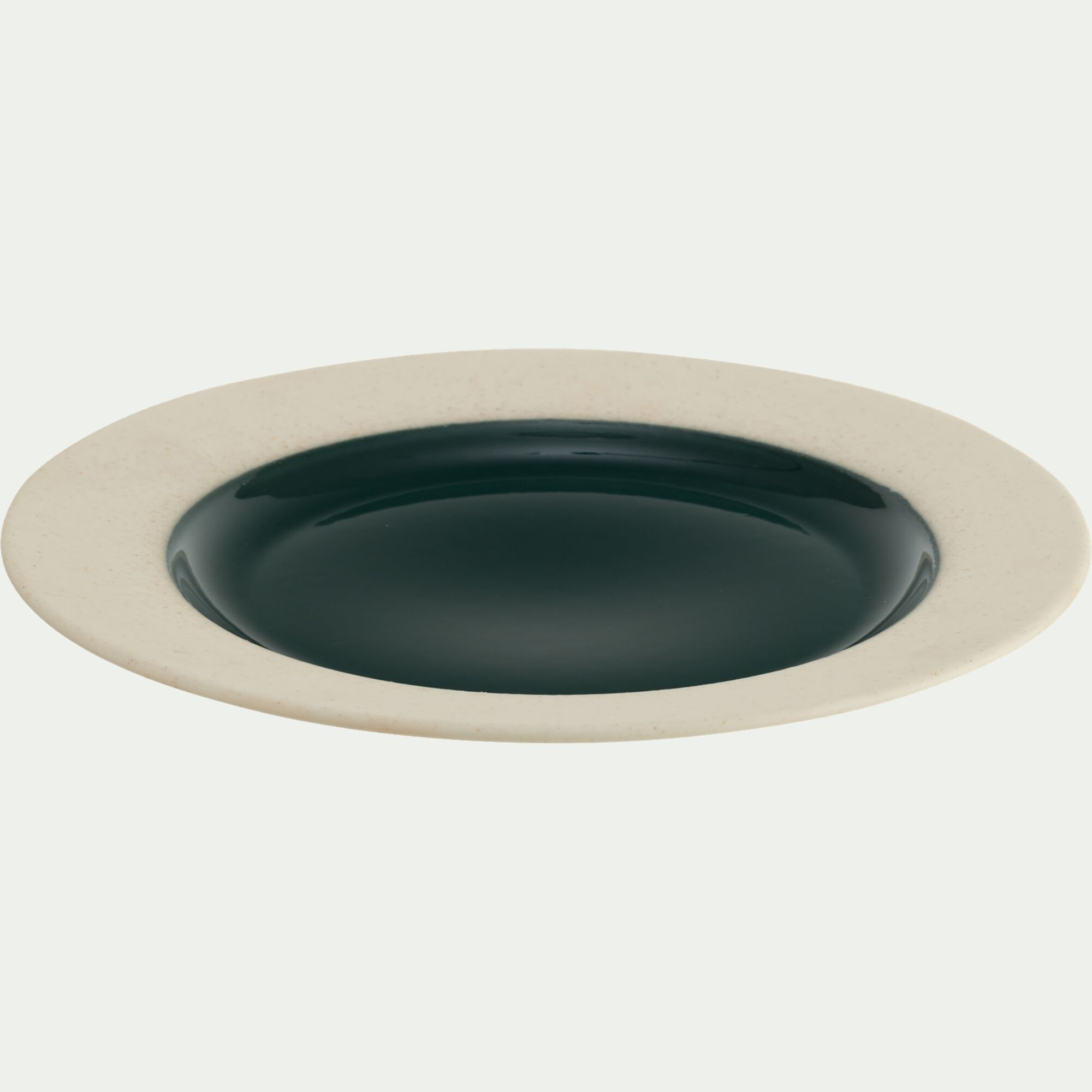 TROIA - Assiette plate en grès D27,5cm - vert oyat