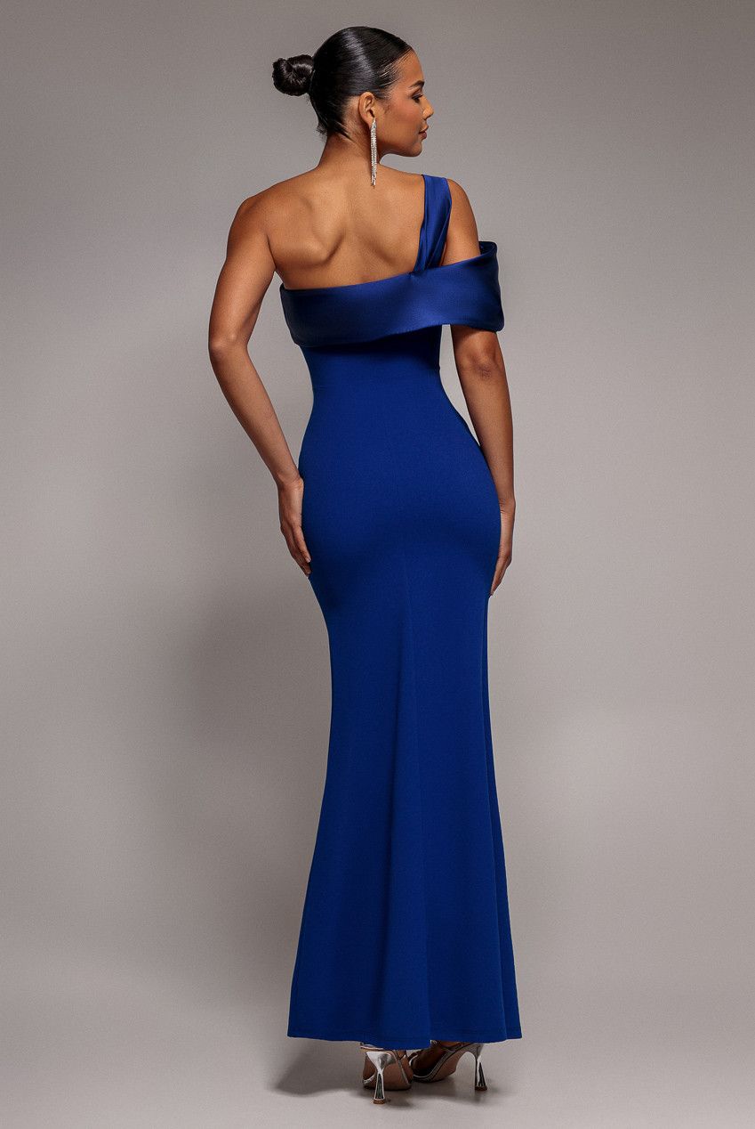 Goddiva Satin Twist One Shoulder Maxi Dress