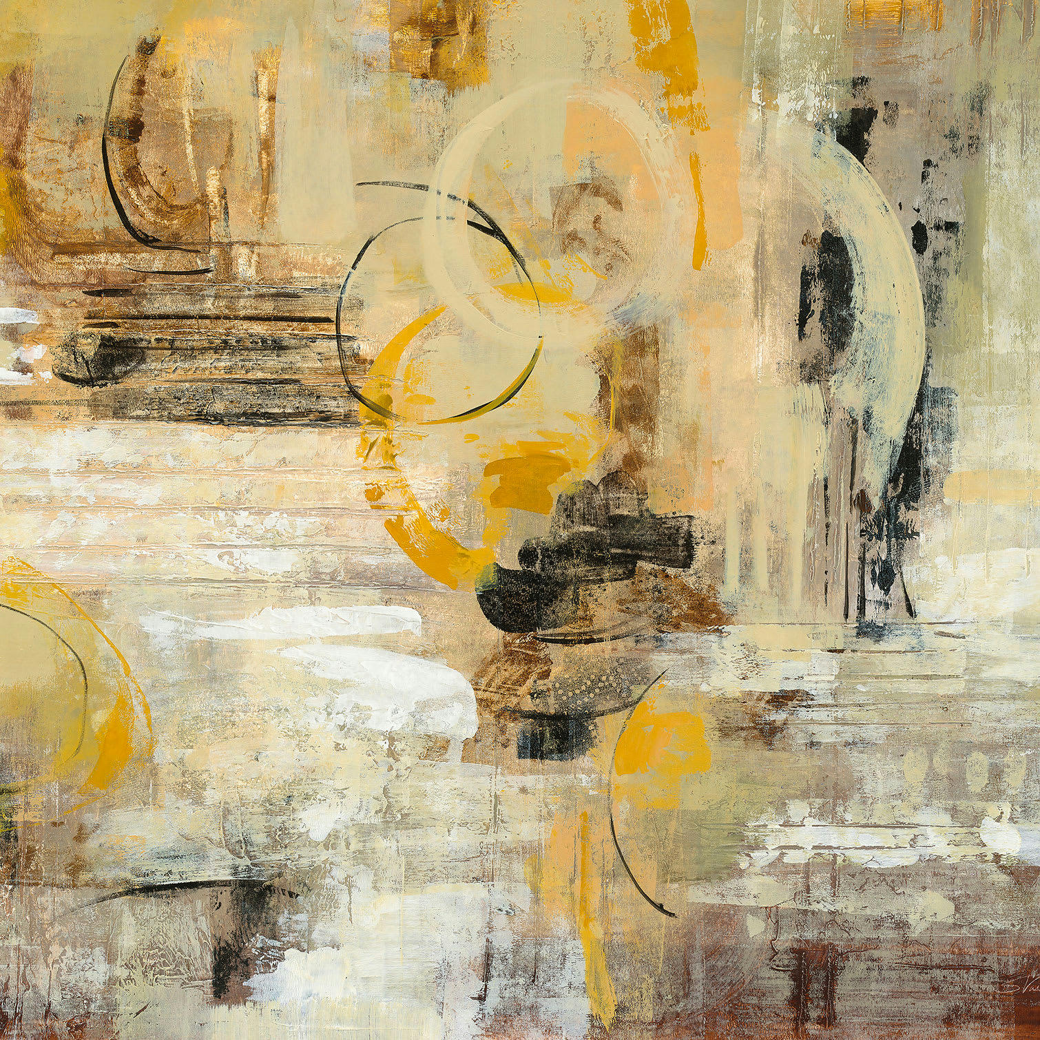 - Tableau Lueur couleur crème imprimé sur toile 50x50cm