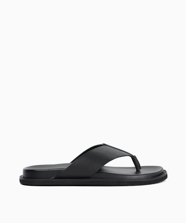 Irvin Black - Leather Toe Post Sandals