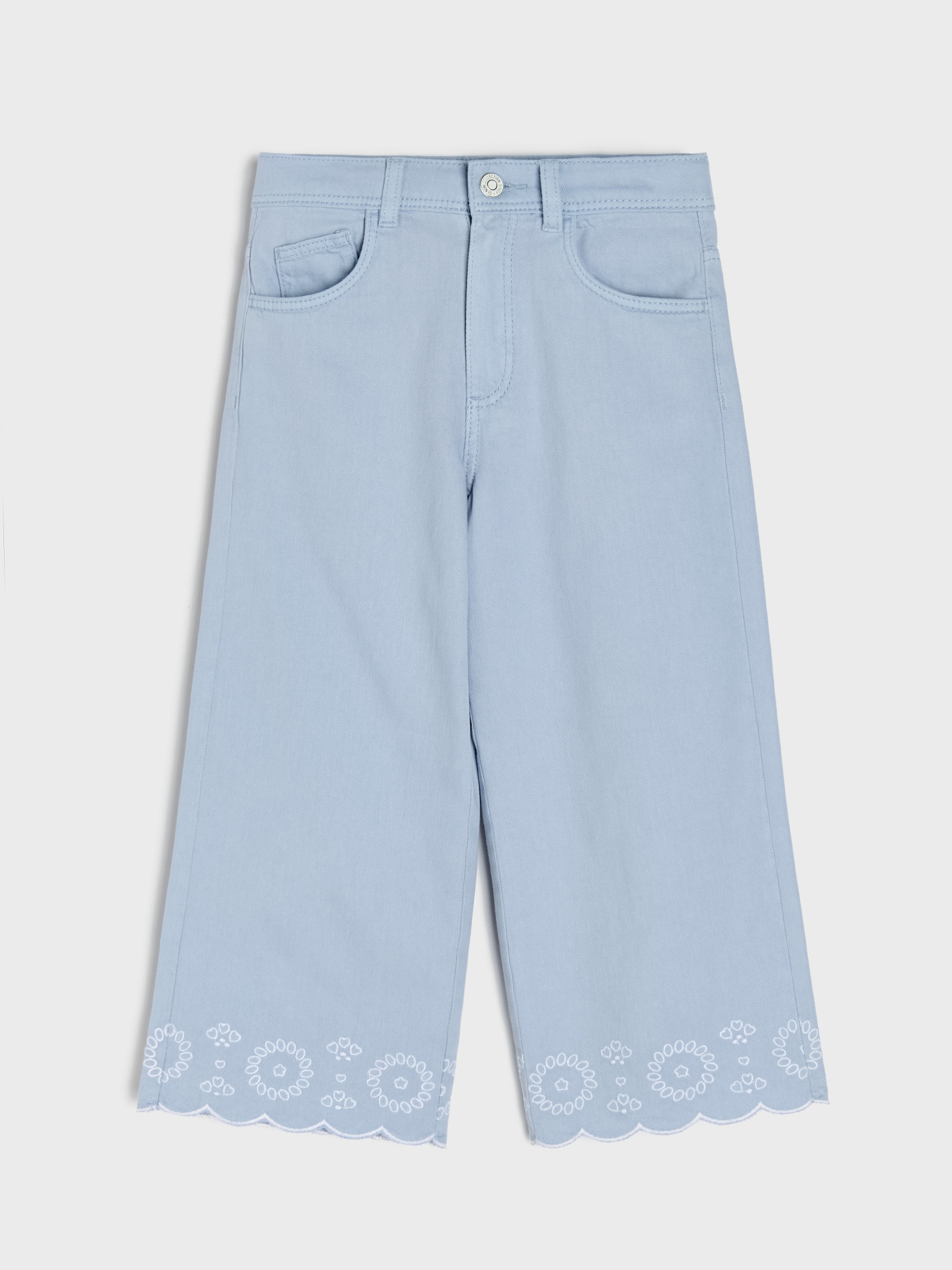 Jeansy wide leg z haftem
