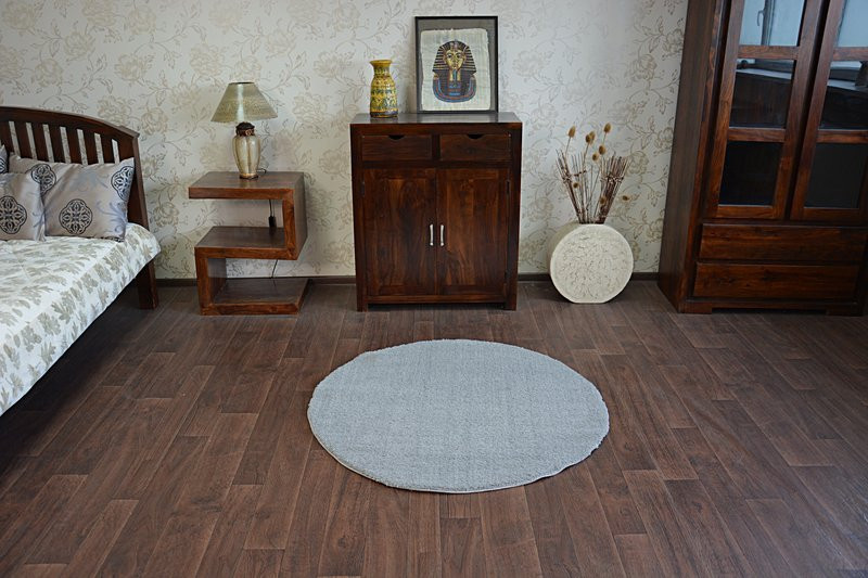 Dywan SHAGGY MICRO srebrny koło 80 cm