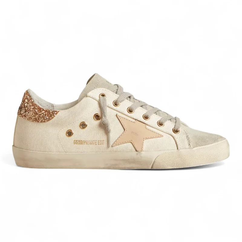Super-Star LTD sneakers in canvas with a sand-colored star and glitter heel tab