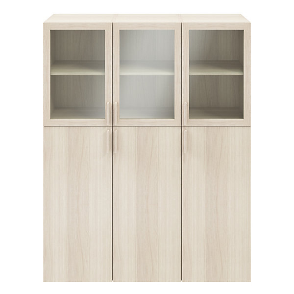 Meuble de rangement effet chêne avec portes battantes vitrées GoodHome Atomia H. 187,5 x L. 150 x P. 37 cm