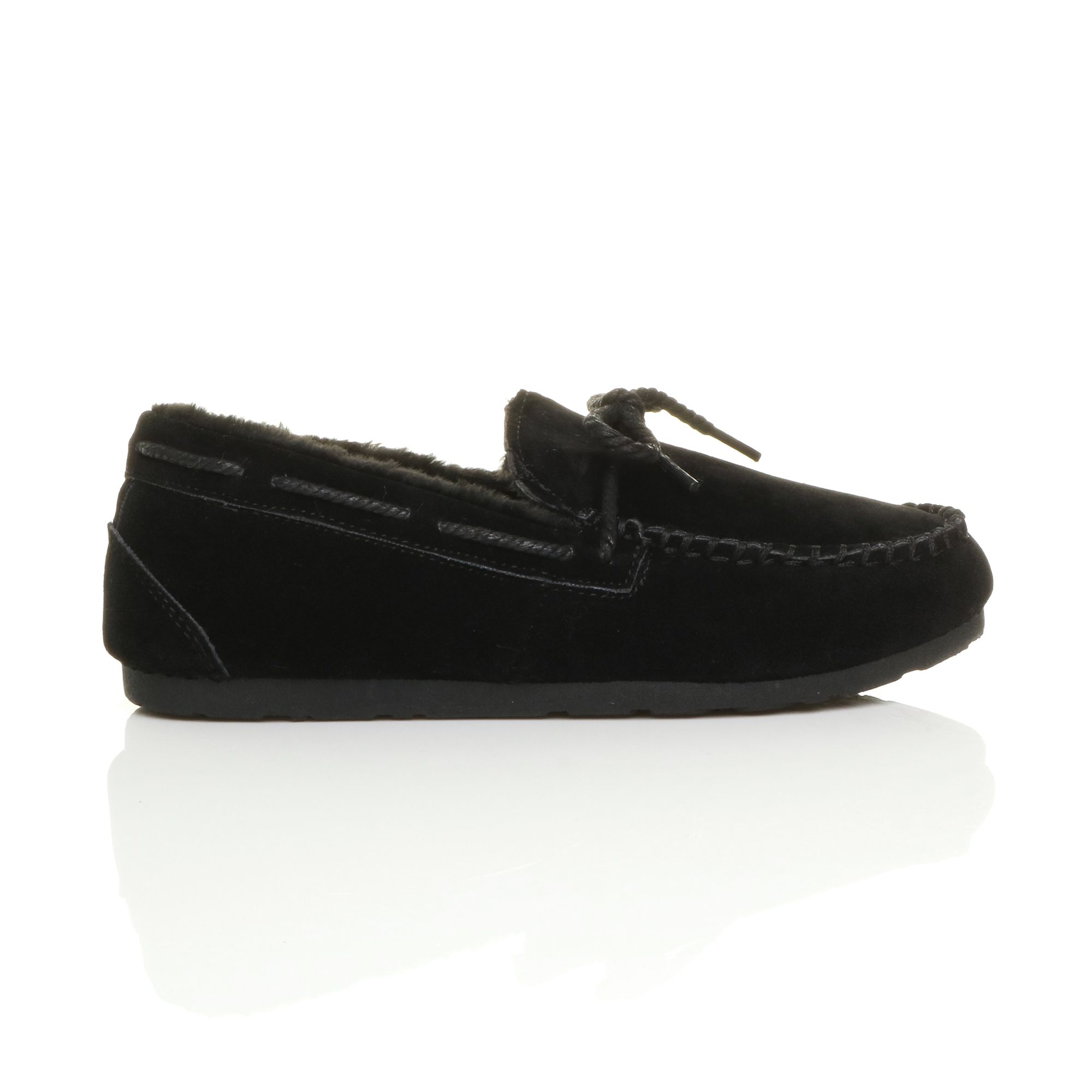 AJVANI Faux Fur Collar Moccasin Slippers