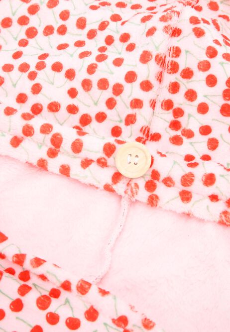 Womens Pink Cherry Print Wrap Turban