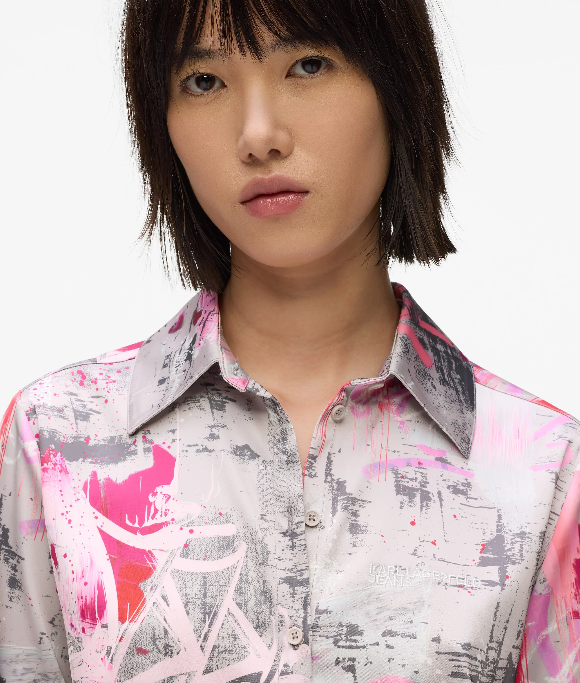 Chemise effet peinture façon all-over