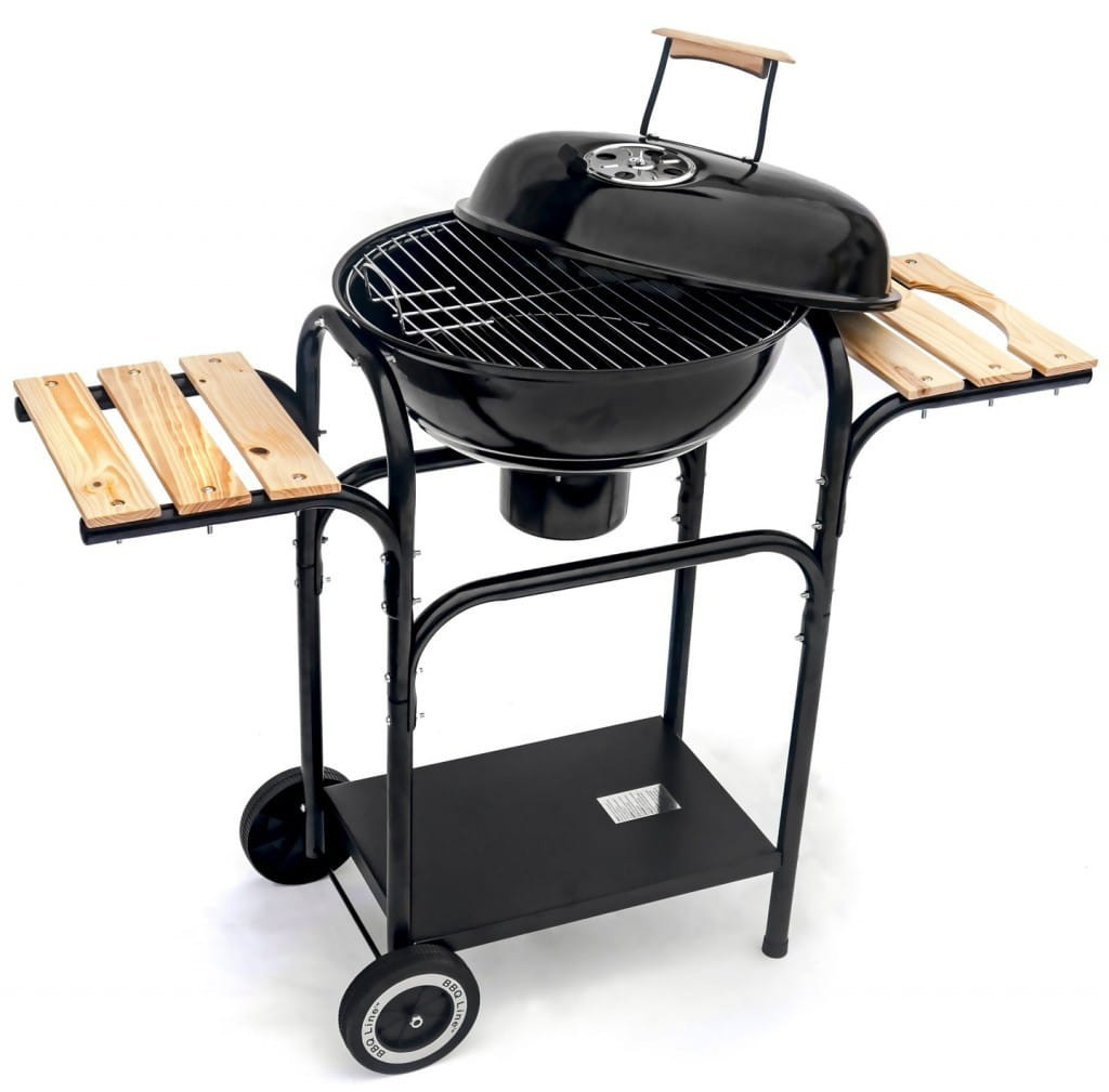 Grill Węglowy Z Drewnianymi Półkami Bocznymi