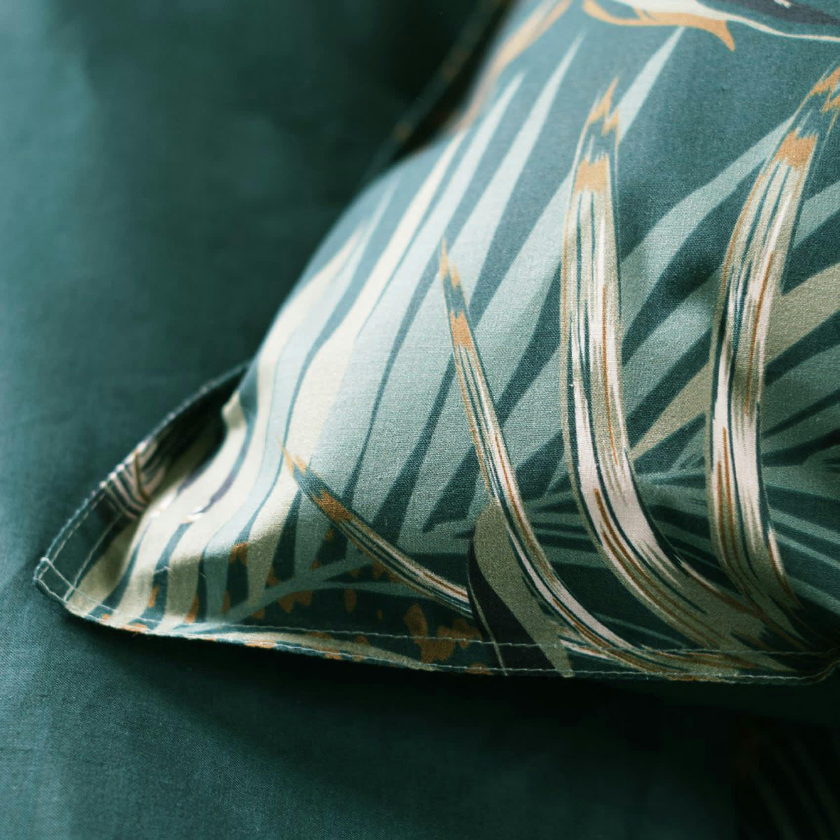 - Parure de lit réversible ambiance émeraude