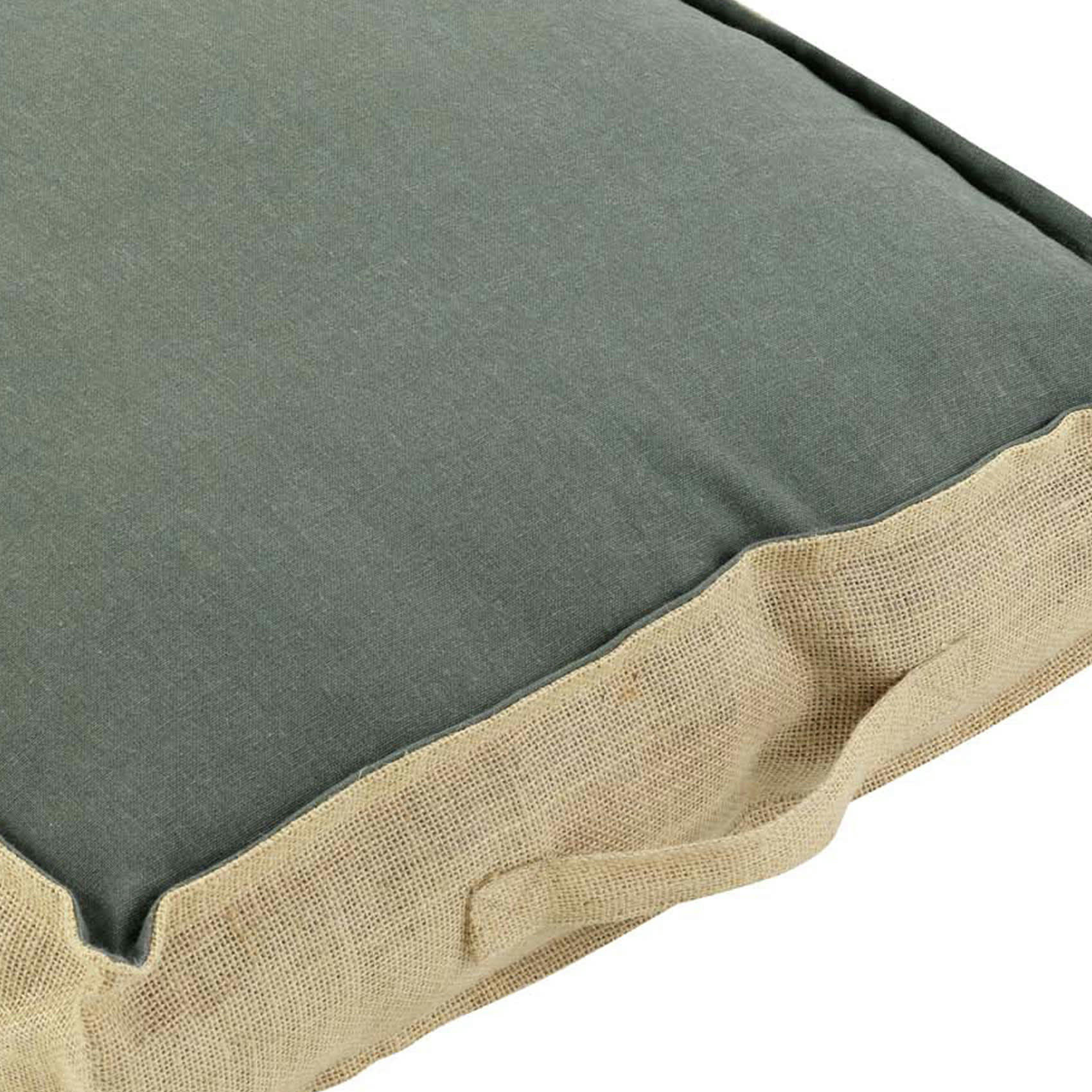 BELITA - Coussin de sol coton et jute coton kaki 45x45cm
