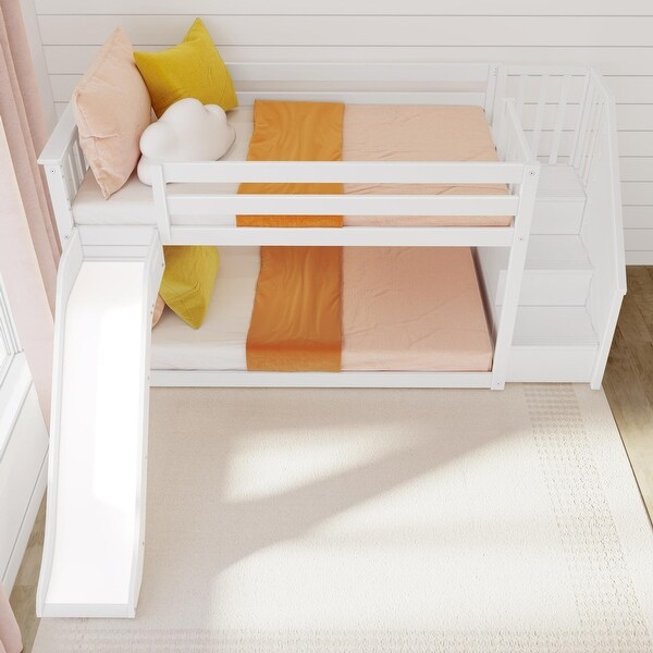 Max and Lily Classic Low Bunk with Stairs and Easy Slide